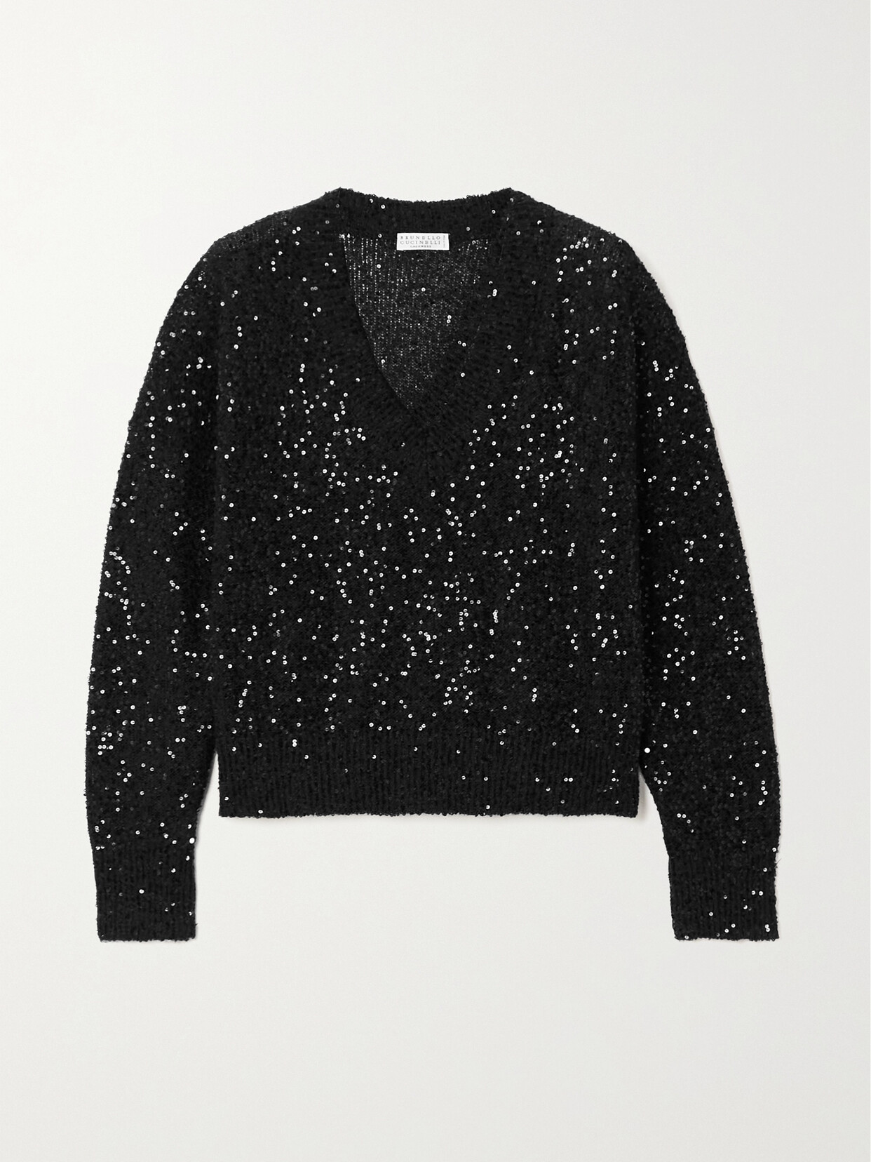 Brunello Cucinelli - Sequin-embellished Linen, Cashmere And Silk-blend Sweater - Black