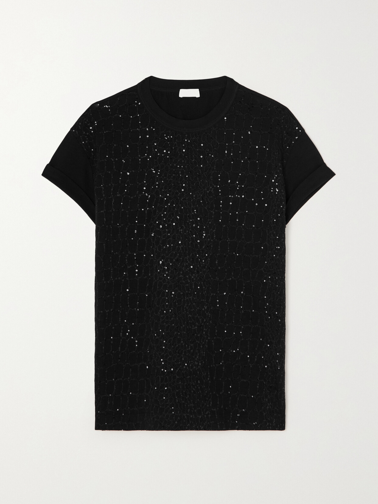 Brunello Cucinelli - Sequin-embellished Stretch-cotton Jersey T-shirt - Black