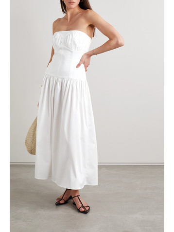 TOVE Lauryn strapless gathered cotton-blend midi dress