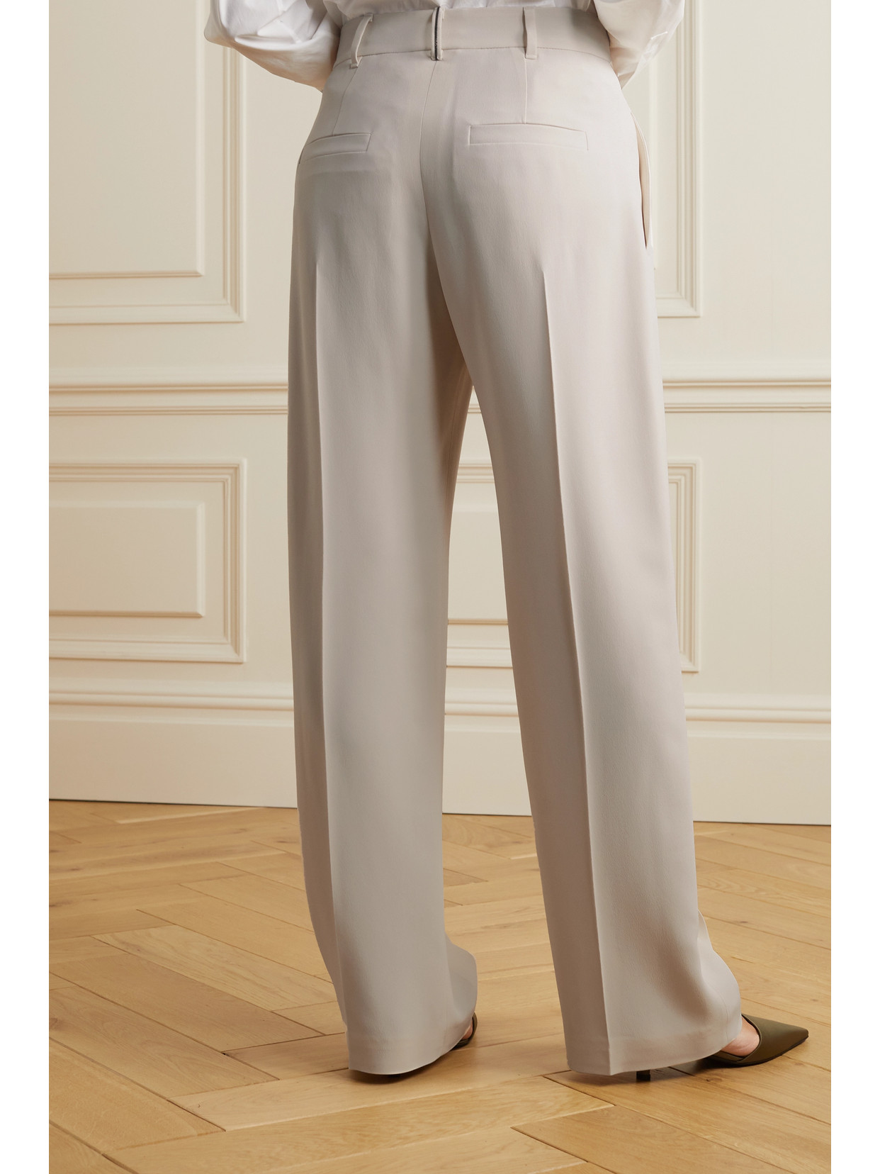 Brunello Cucinelli Pleated Woven Straight-leg Pants In White