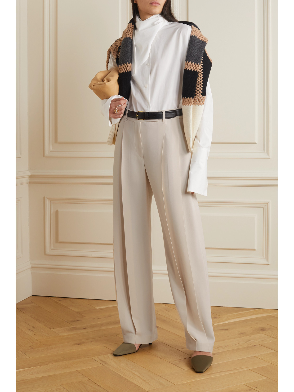 Brunello Cucinelli Pleated Woven Straight-leg Pants In White