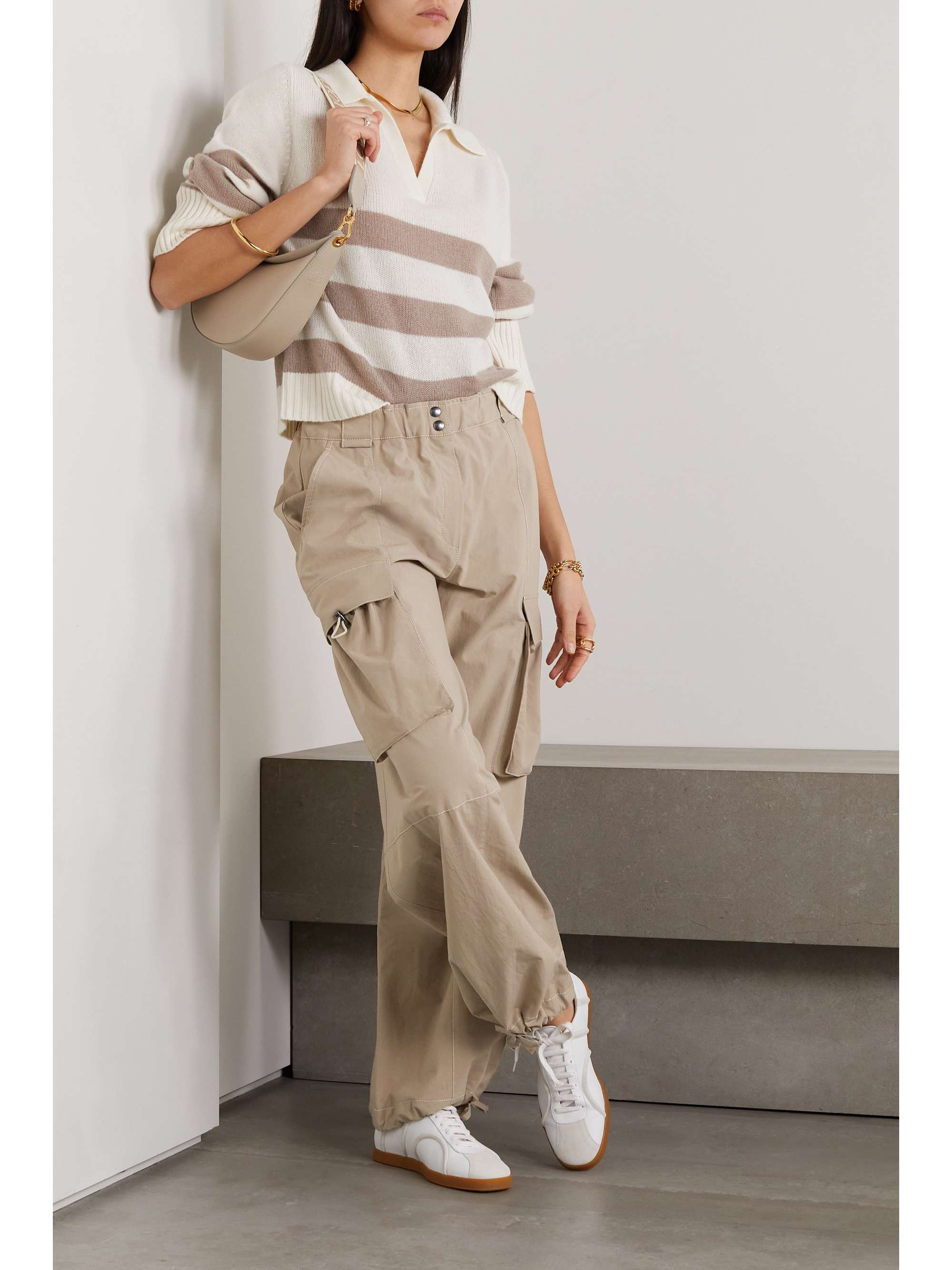 Cotton-poplin straight-leg cargo pants