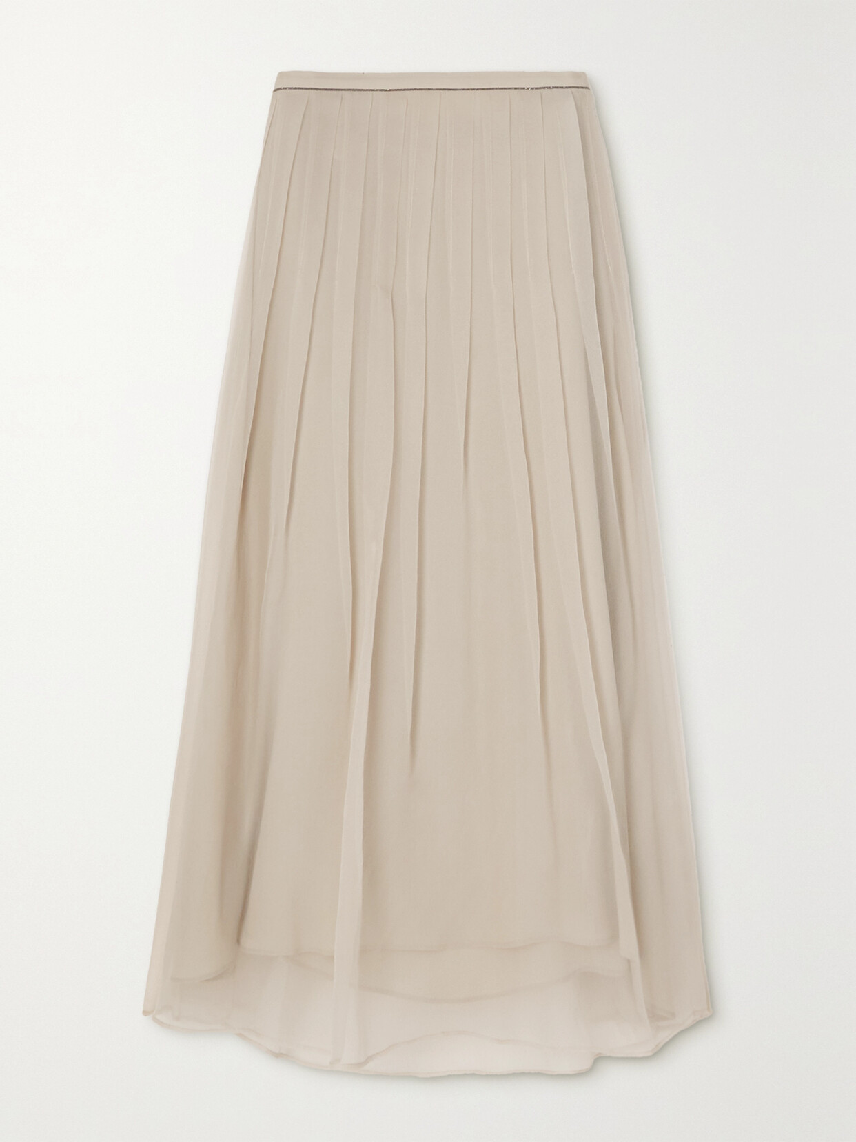 BRUNELLO CUCINELLI PLEATED SILK-CHIFFON MIDI SKIRT