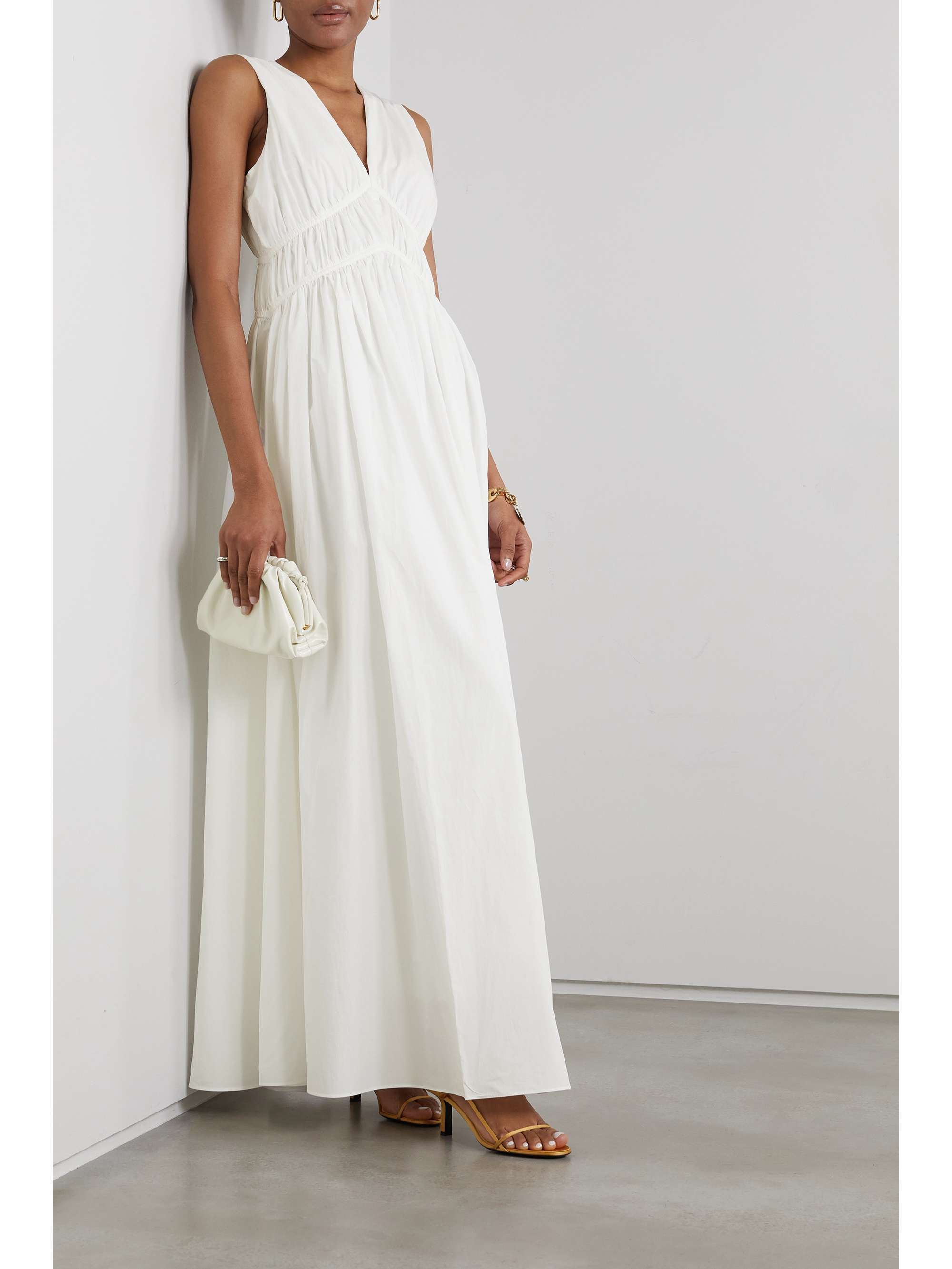 BRUNELLO CUCINELLI Gathered cotton-poplin maxi dress