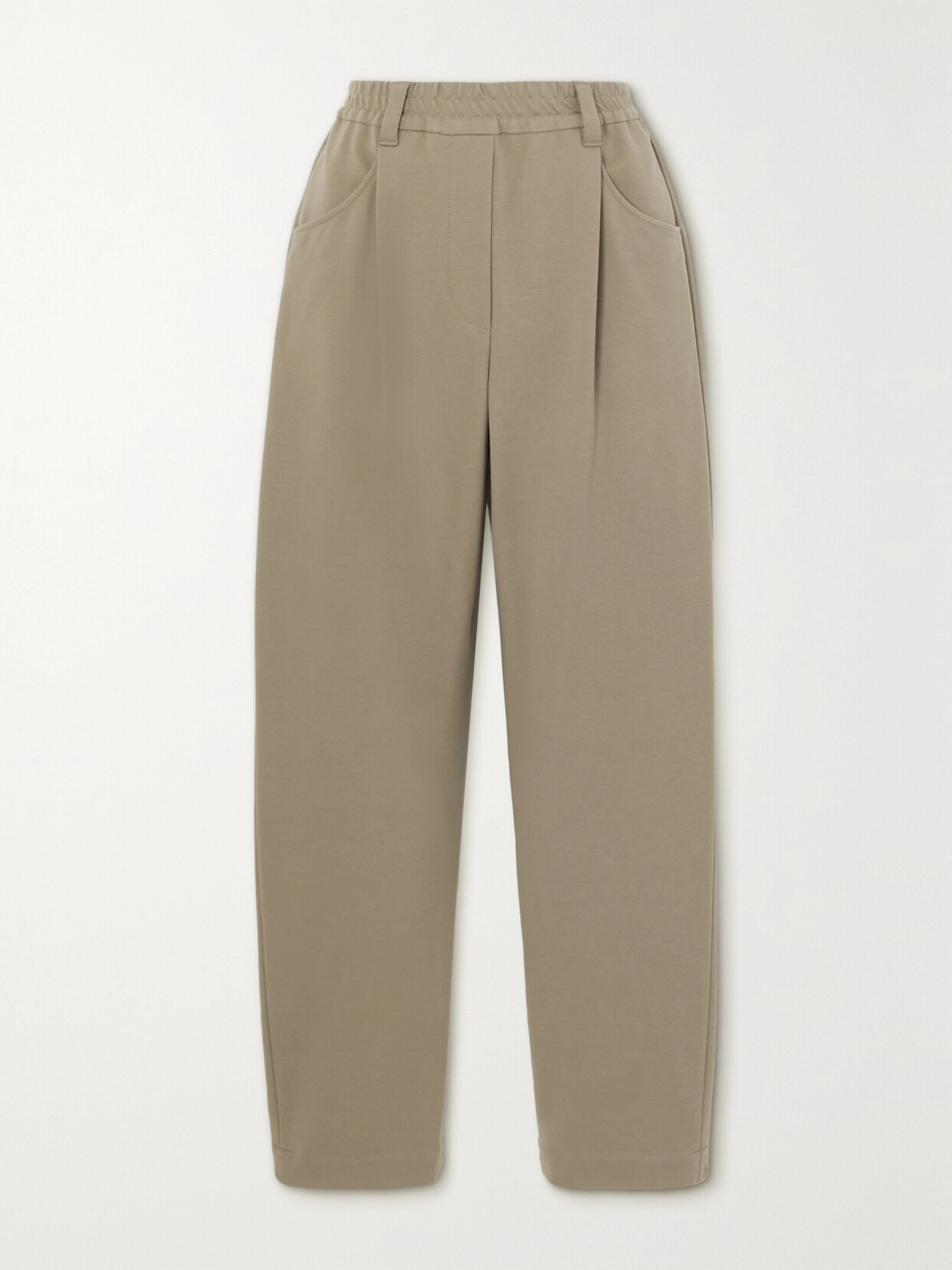 Brunello Cucinelli - Cotton-blend Jersey Straight-leg Pants - Neutrals