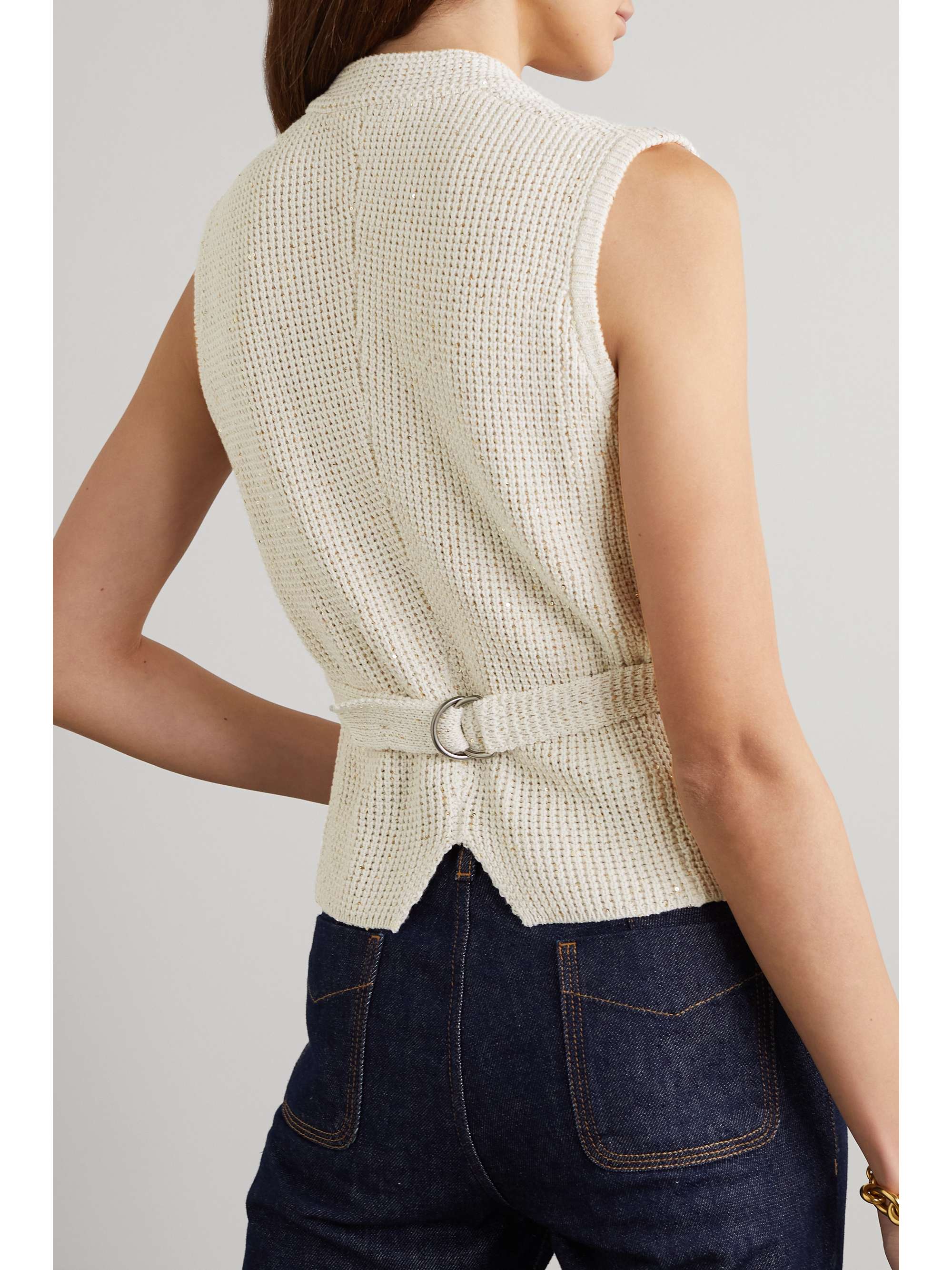 BRUNELLO CUCINELLI Sequin-embellished cotton-blend vest