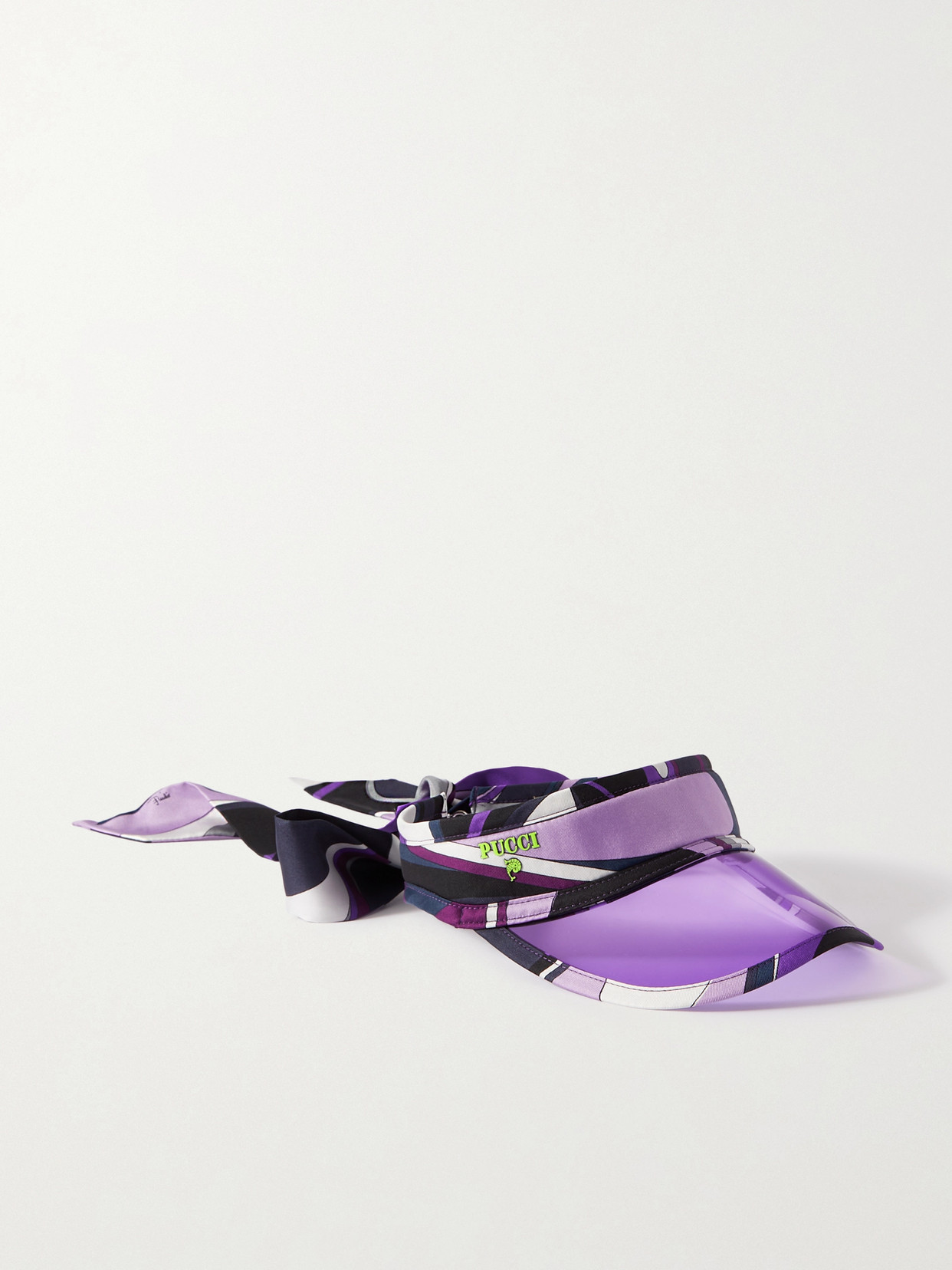 Pucci Printed Silk-twill And Pvc Visor In Purple