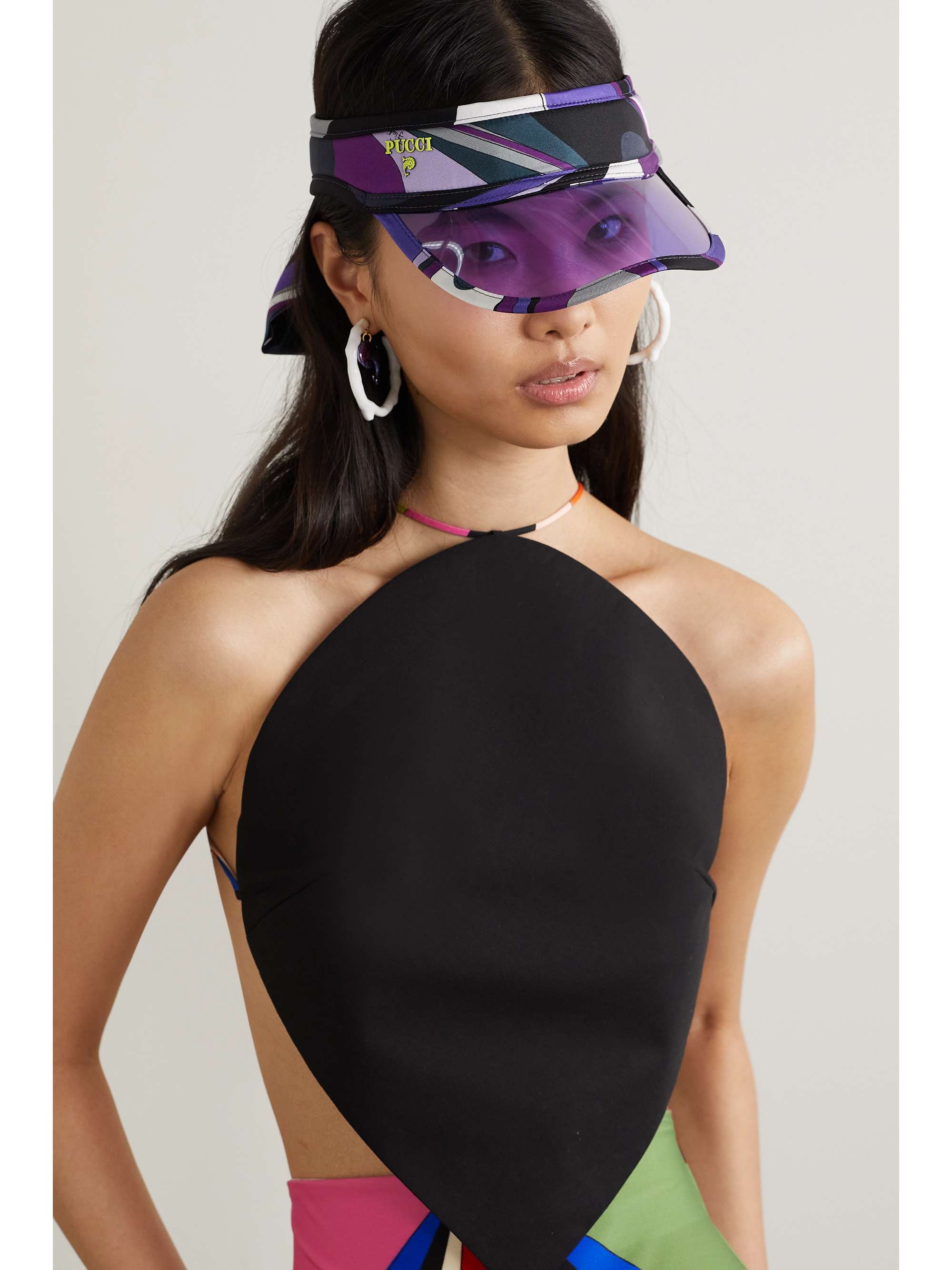 PUCCI Printed silk-twill and PVC visor