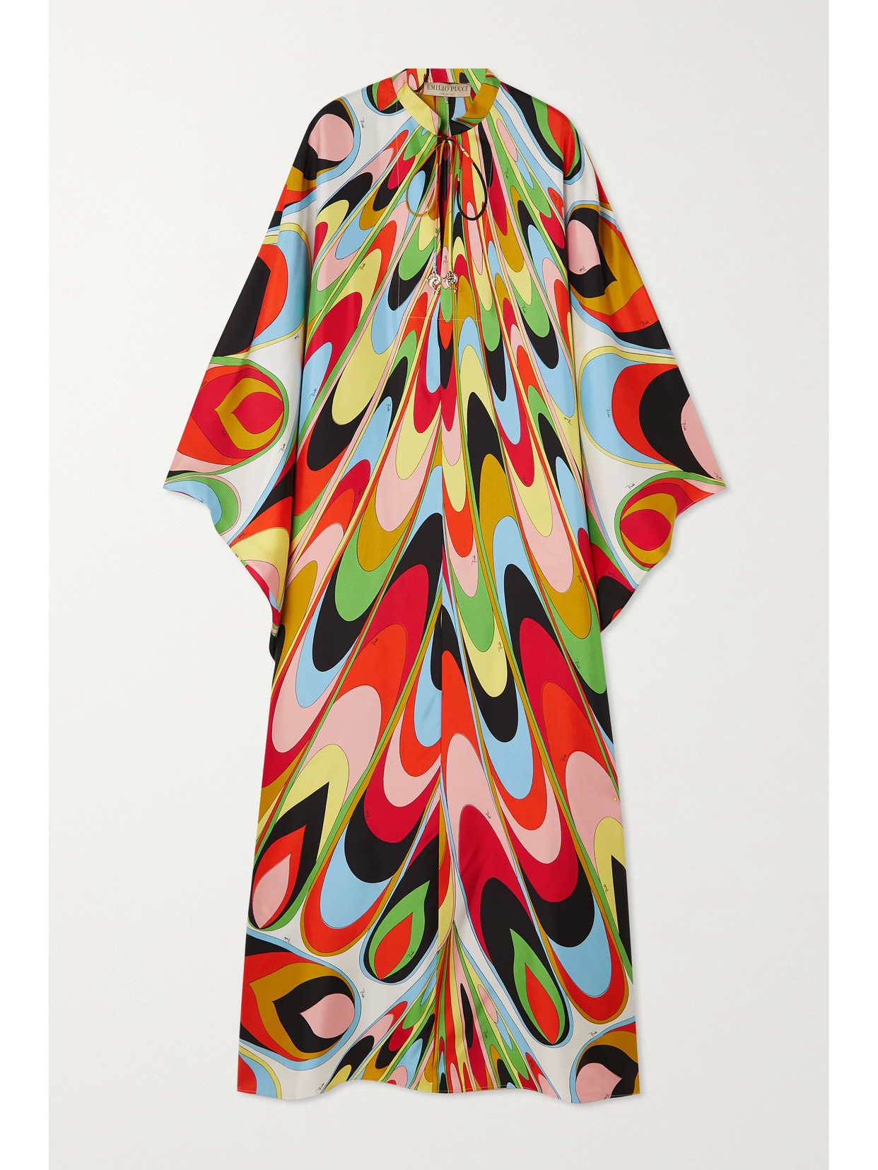 Pucci Onde-print Silk Kaftan Dress In Black