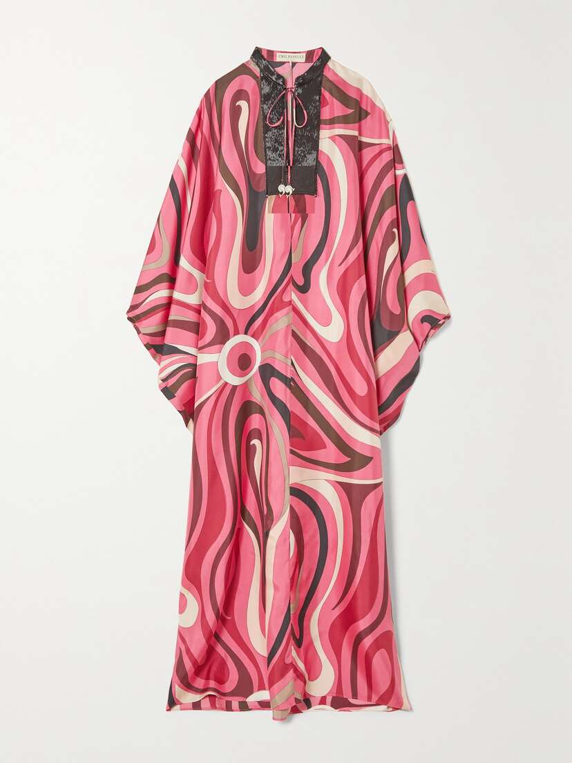 PUCCI Embellished Printed Silk-crepe Kaftan