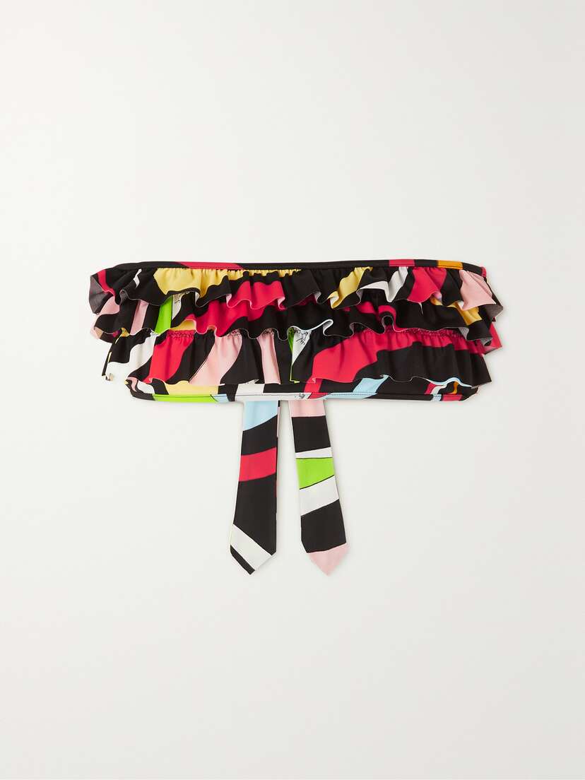 PUCCI Ruffled Printed Bandeau Bikini Top