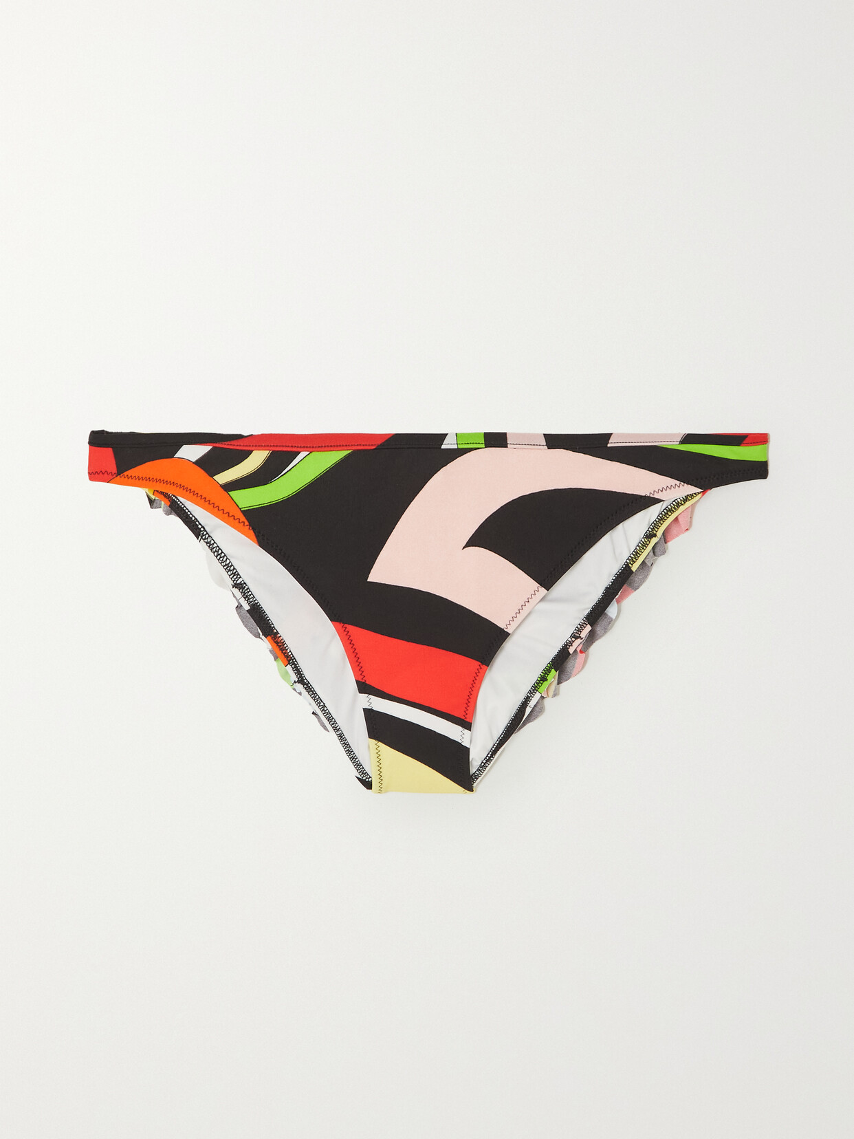 PUCCI Ruffled Printed Bikini Briefs - Black