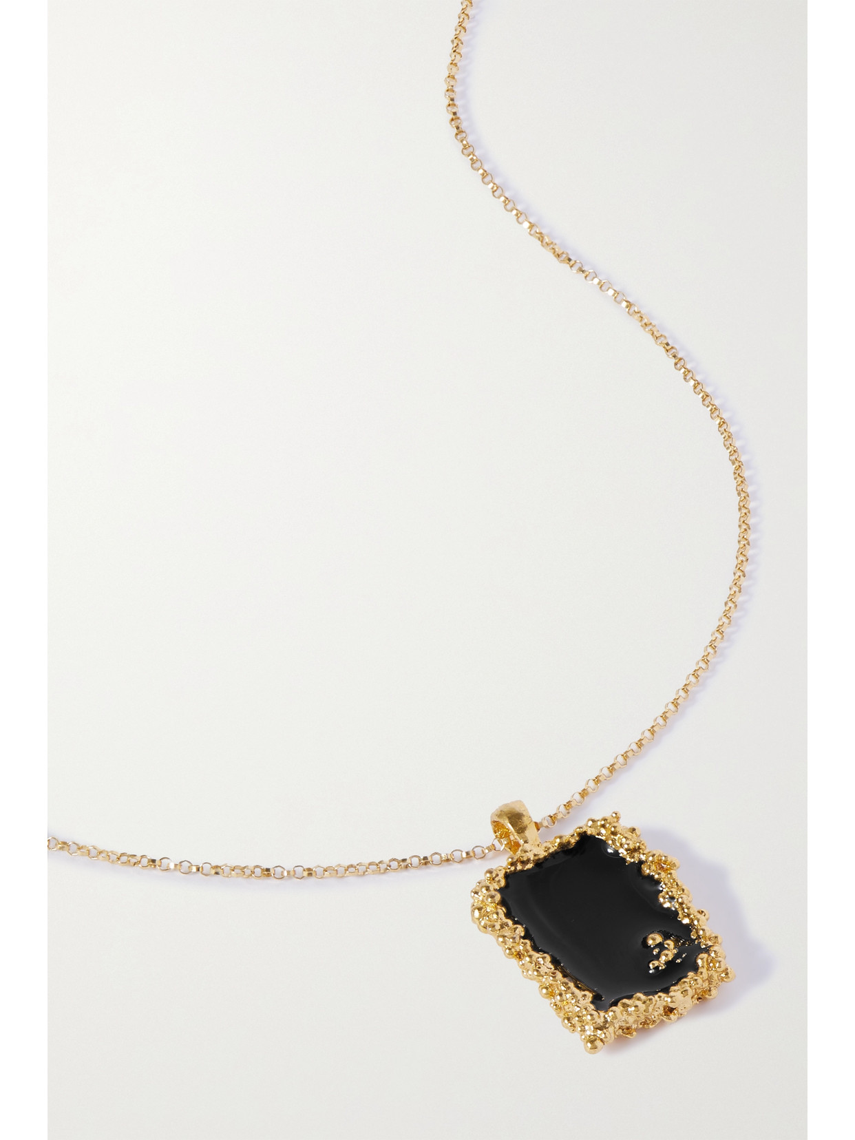 Alighieri - The Inkwell Vignette Gold-plated Enamel Necklace - Black