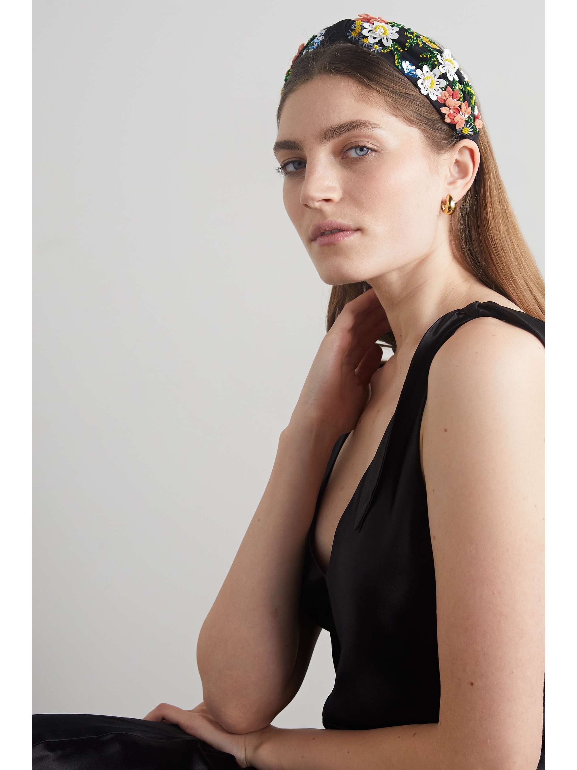 JENNIFER BEHR Jardin embellished duchesse-satin headband | NET-A-PORTER SA