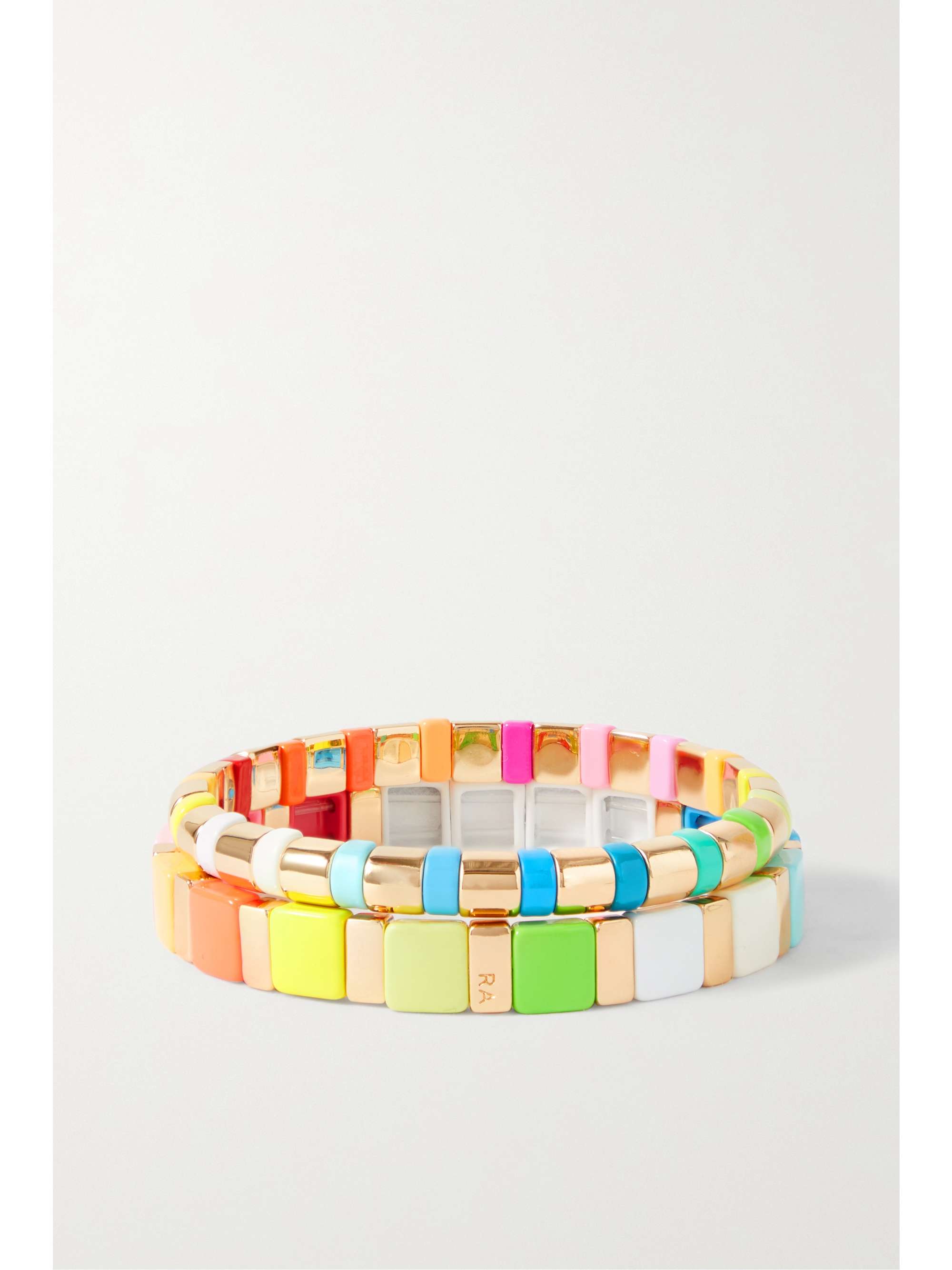 ROXANNE ASSOULIN Mama set of two gold-tone and enamel bracelets
