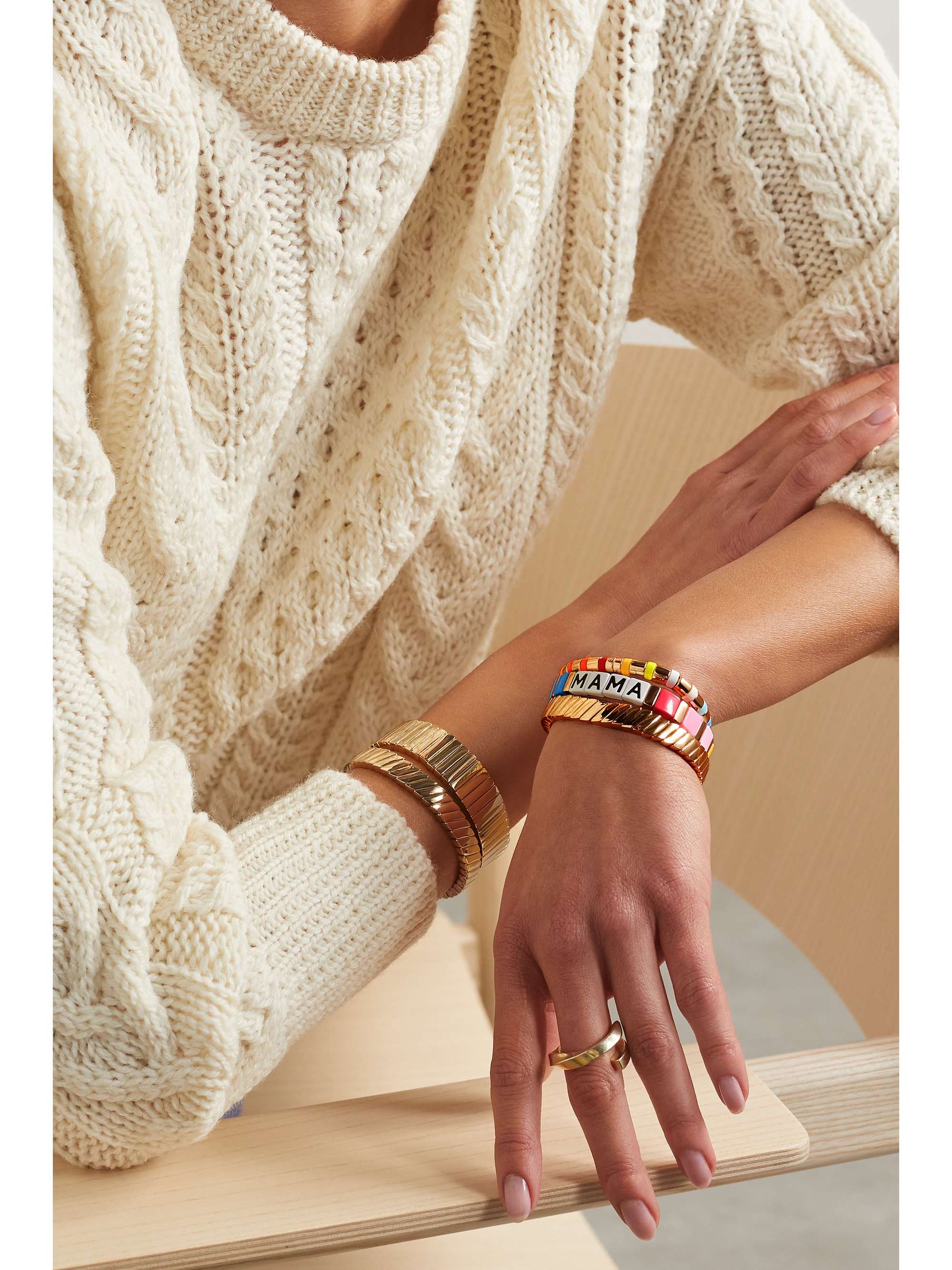 ROXANNE ASSOULIN Mama set of two gold-tone and enamel bracelets