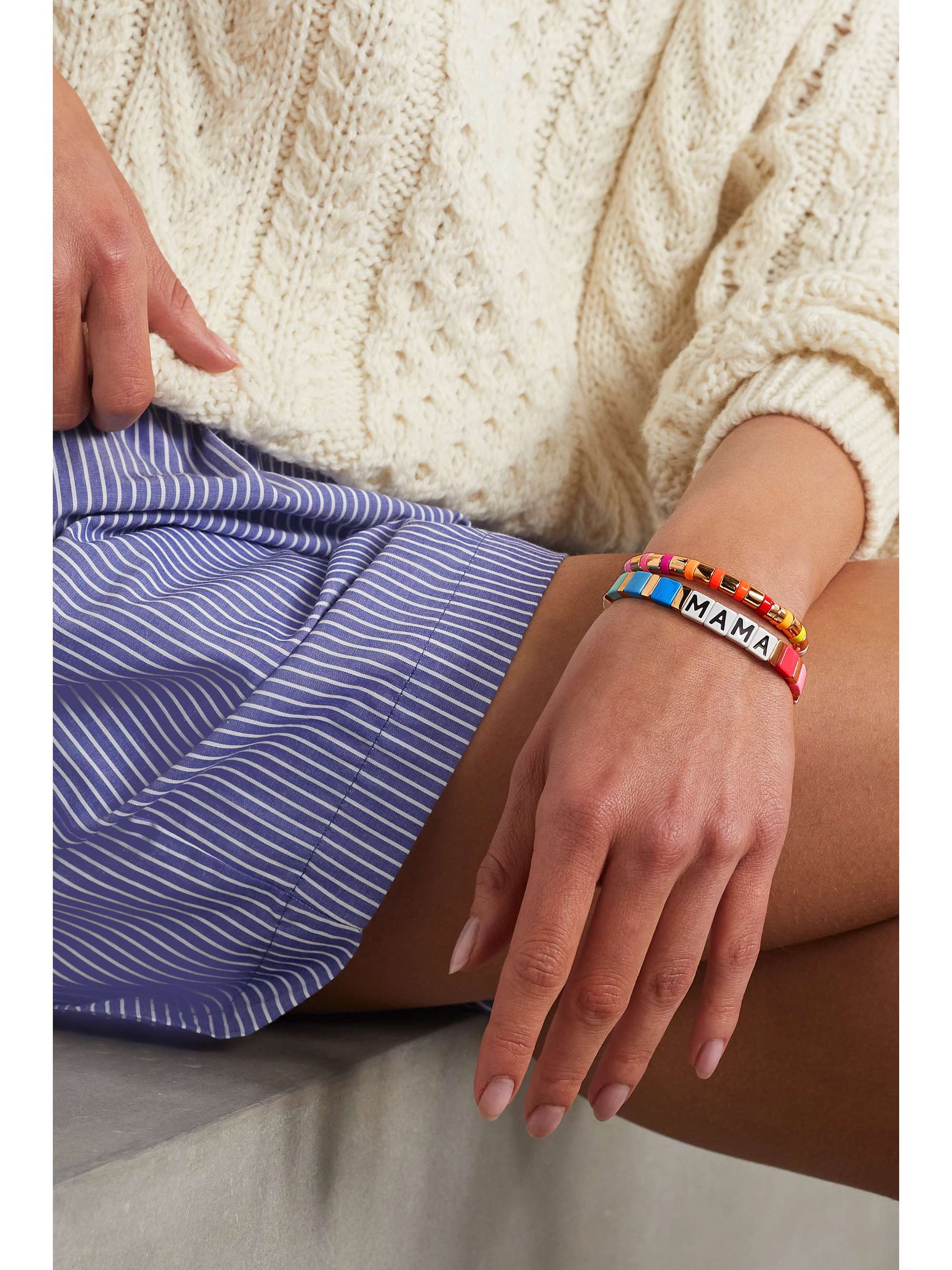 ROXANNE ASSOULIN Mama set of two gold-tone and enamel bracelets