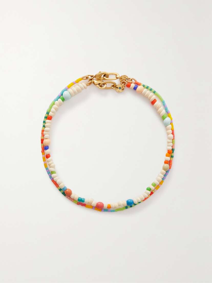 Roxanne Assoulin Set Of Two Gold-tone Beaded Anklets