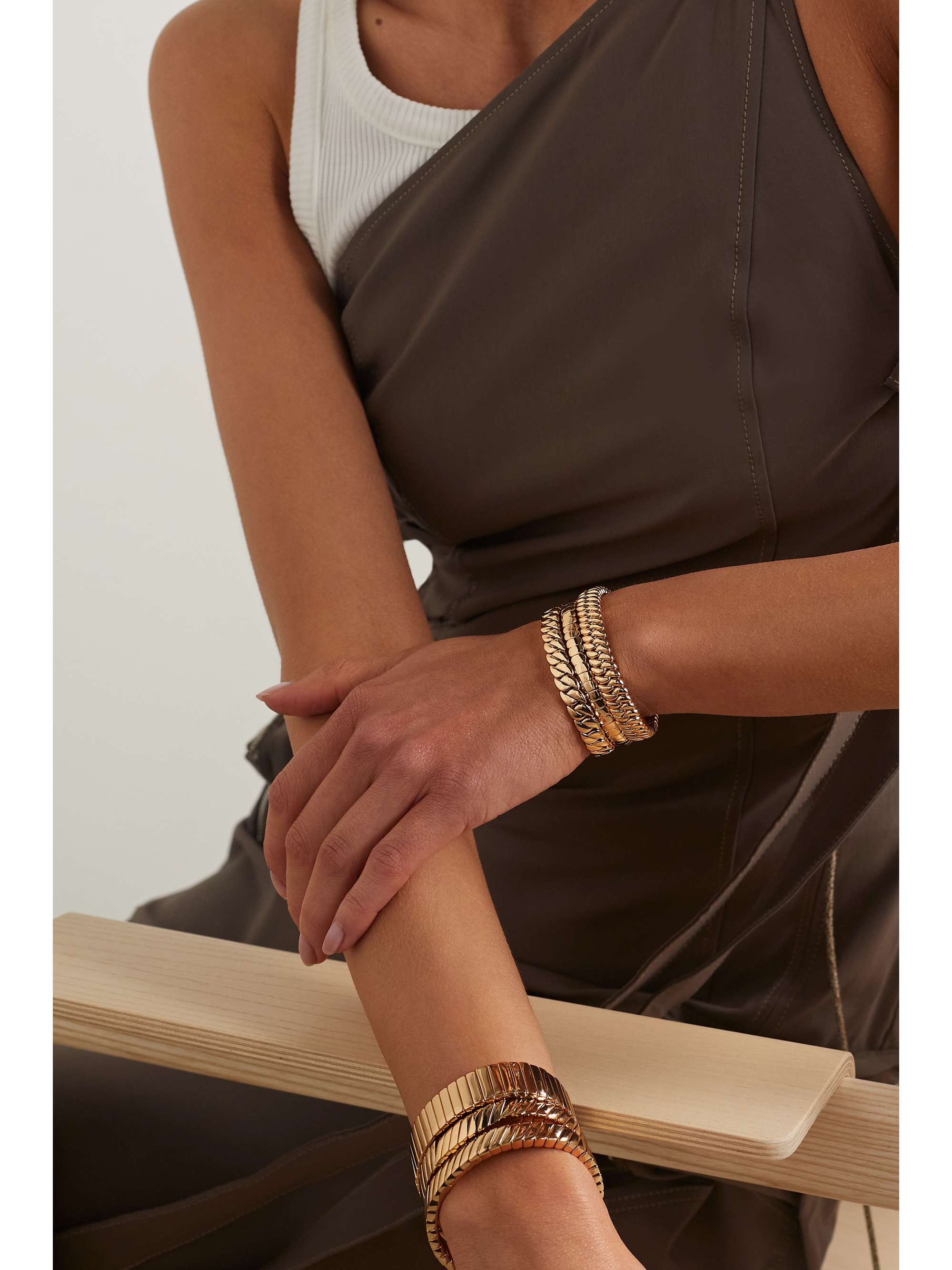 ROXANNE ASSOULIN Set of three gold-tone bracelets