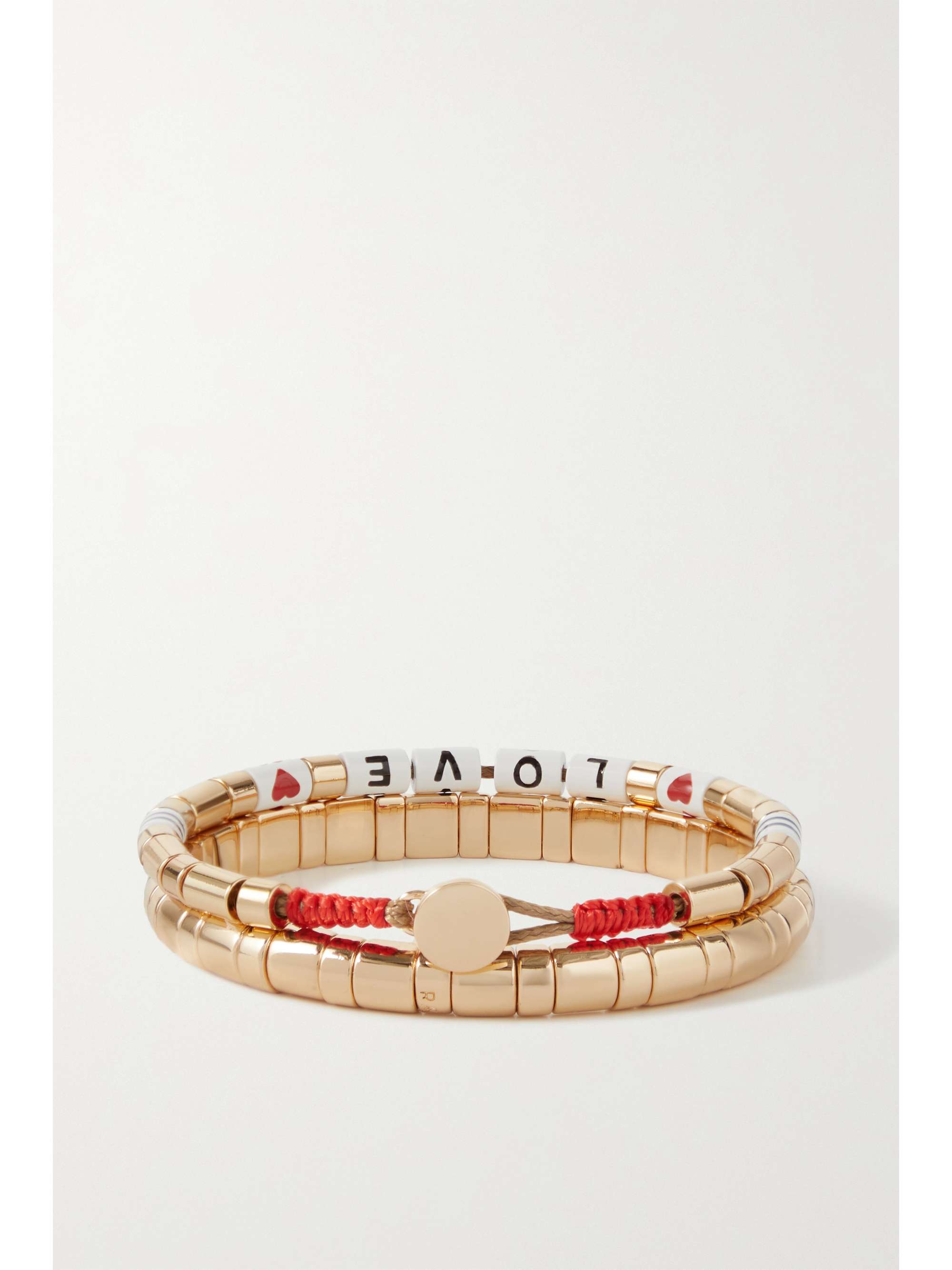 ROXANNE ASSOULIN Love set of two gold-tone, enamel and cotton bracelets