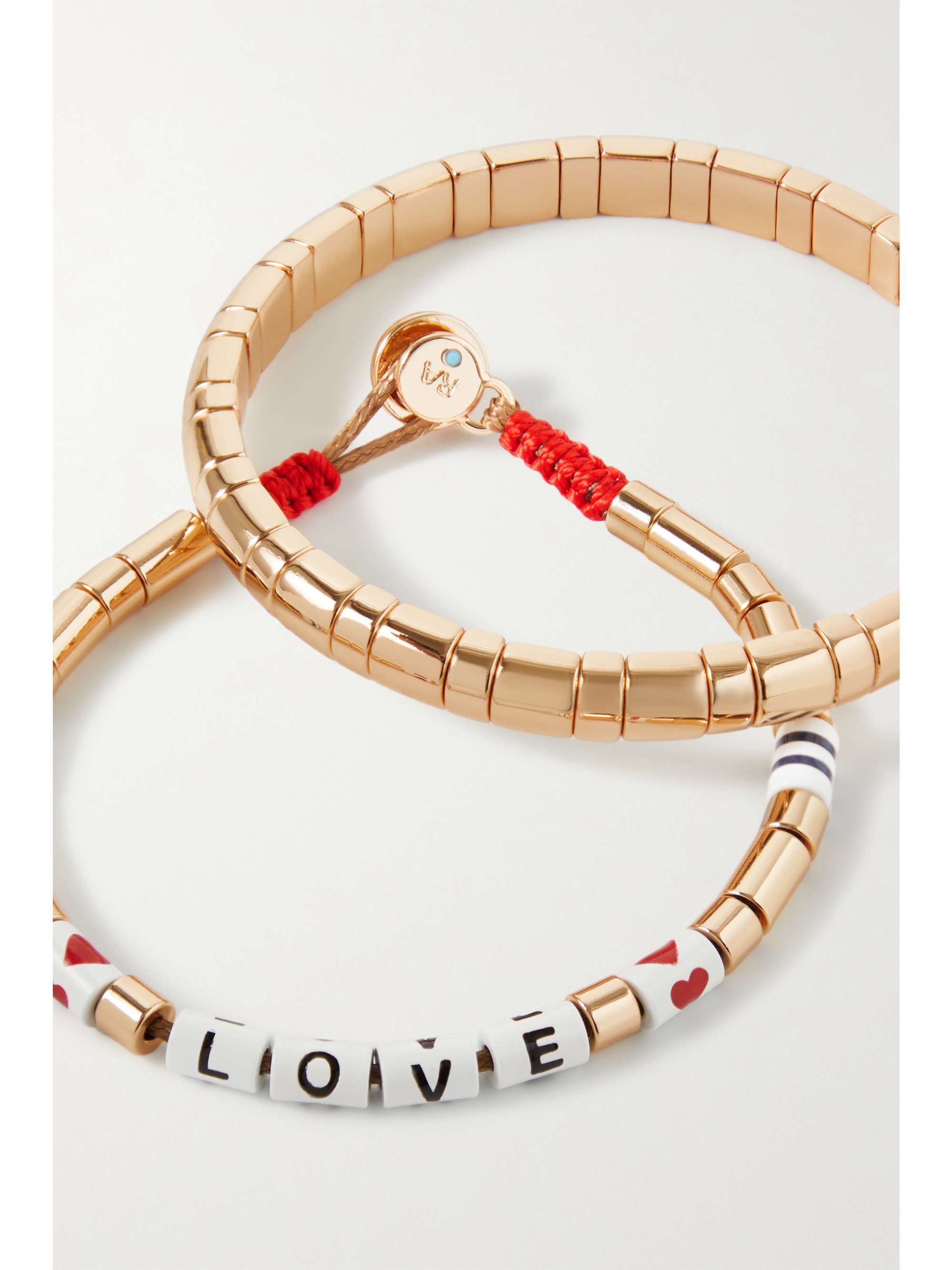 ROXANNE ASSOULIN Love set of two gold-tone, enamel and cotton bracelets