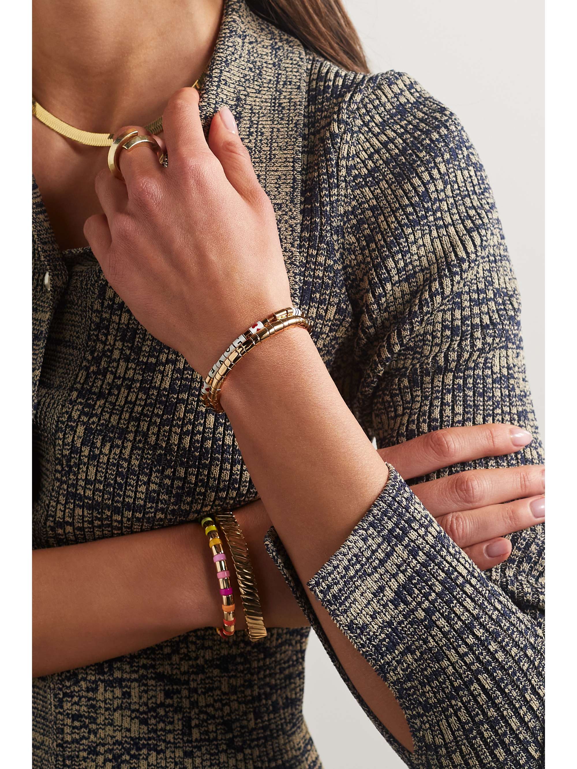 ROXANNE ASSOULIN Love set of two gold-tone, enamel and cotton bracelets