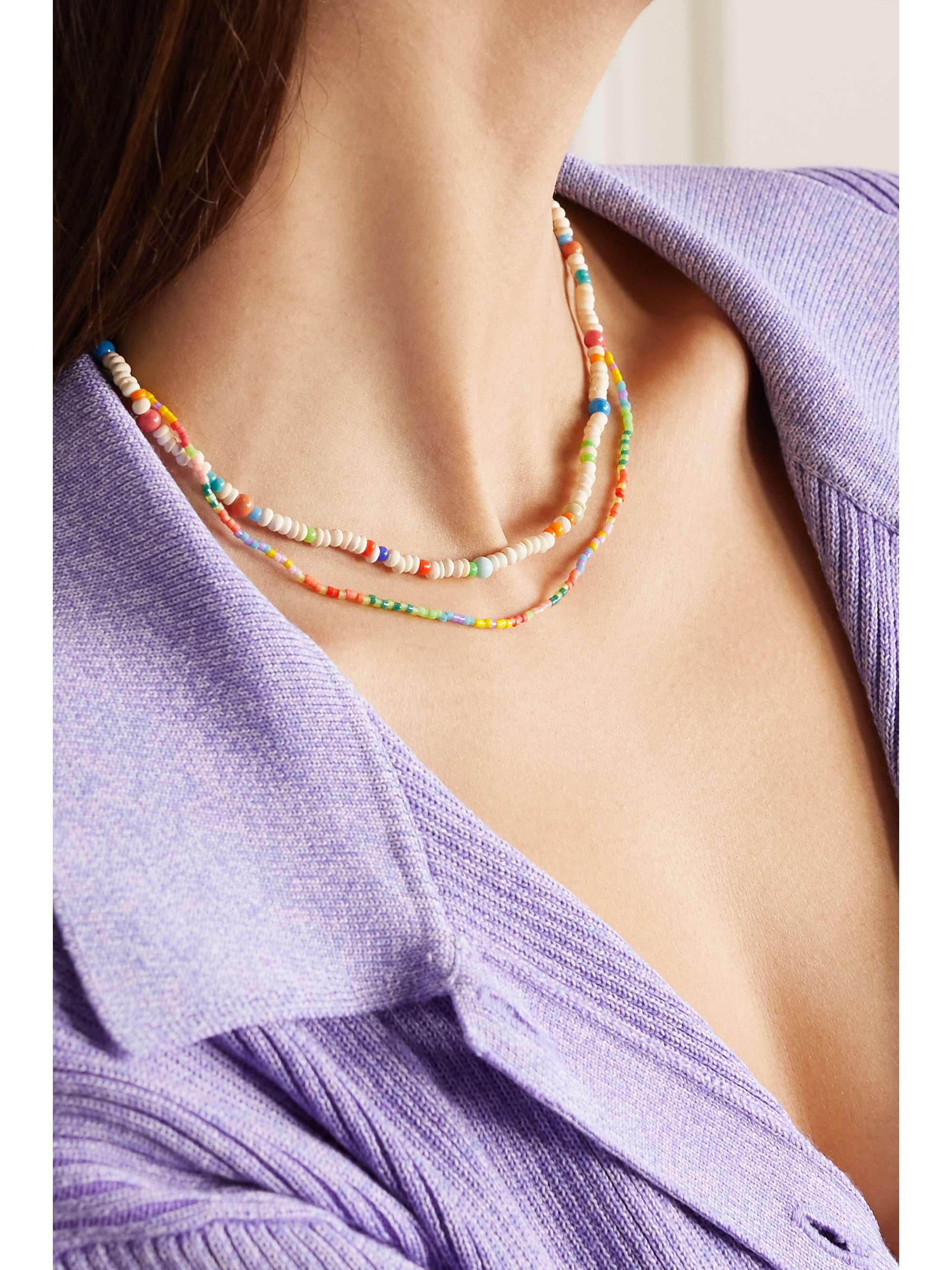 ROXANNE ASSOULIN Set of two gold-tone beaded necklaces