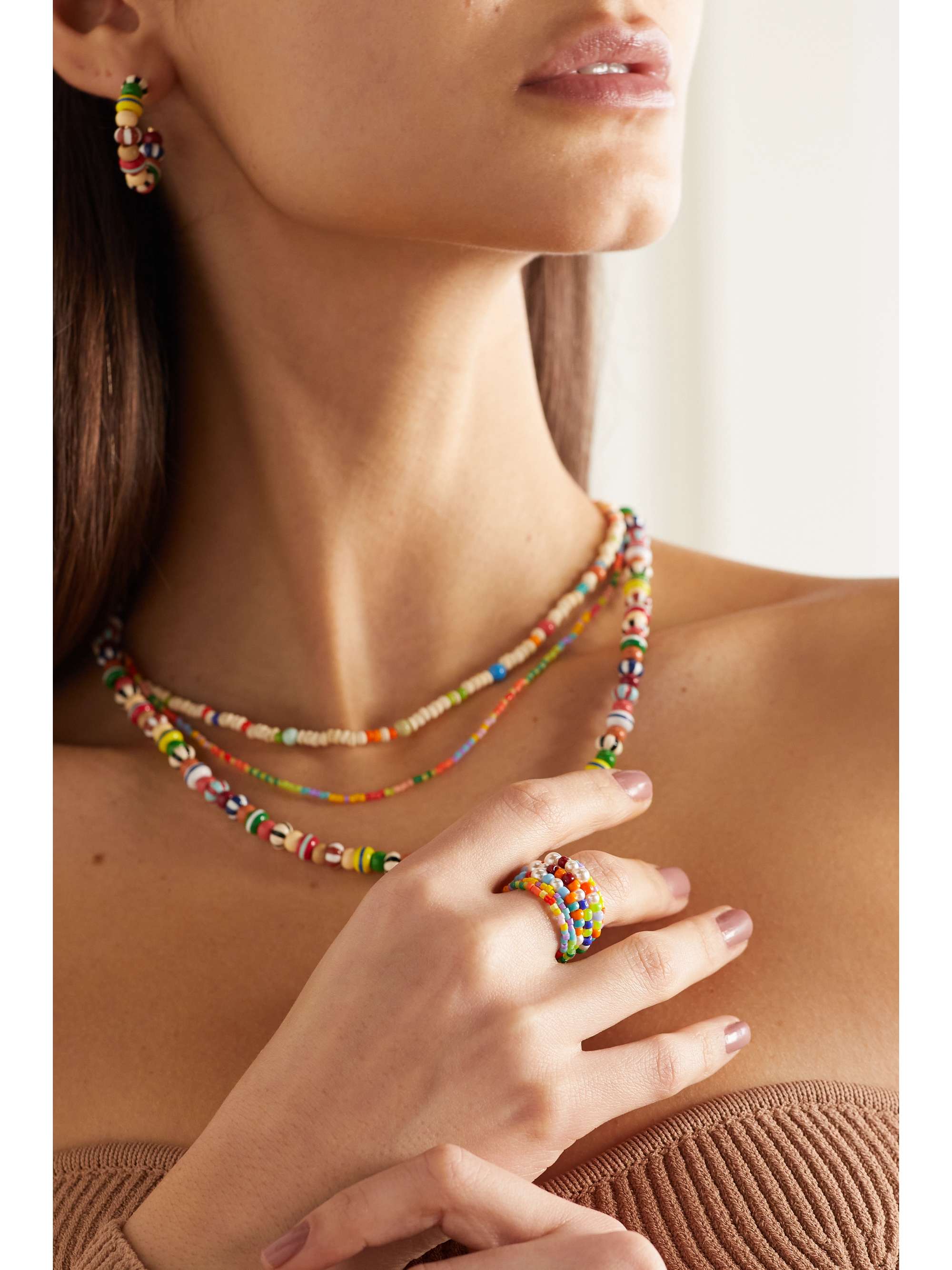 ROXANNE ASSOULIN Set of six beaded rings