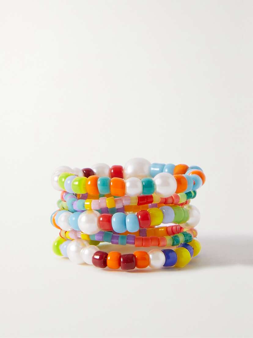 Roxanne Assoulin Set Of Six Beaded Rings