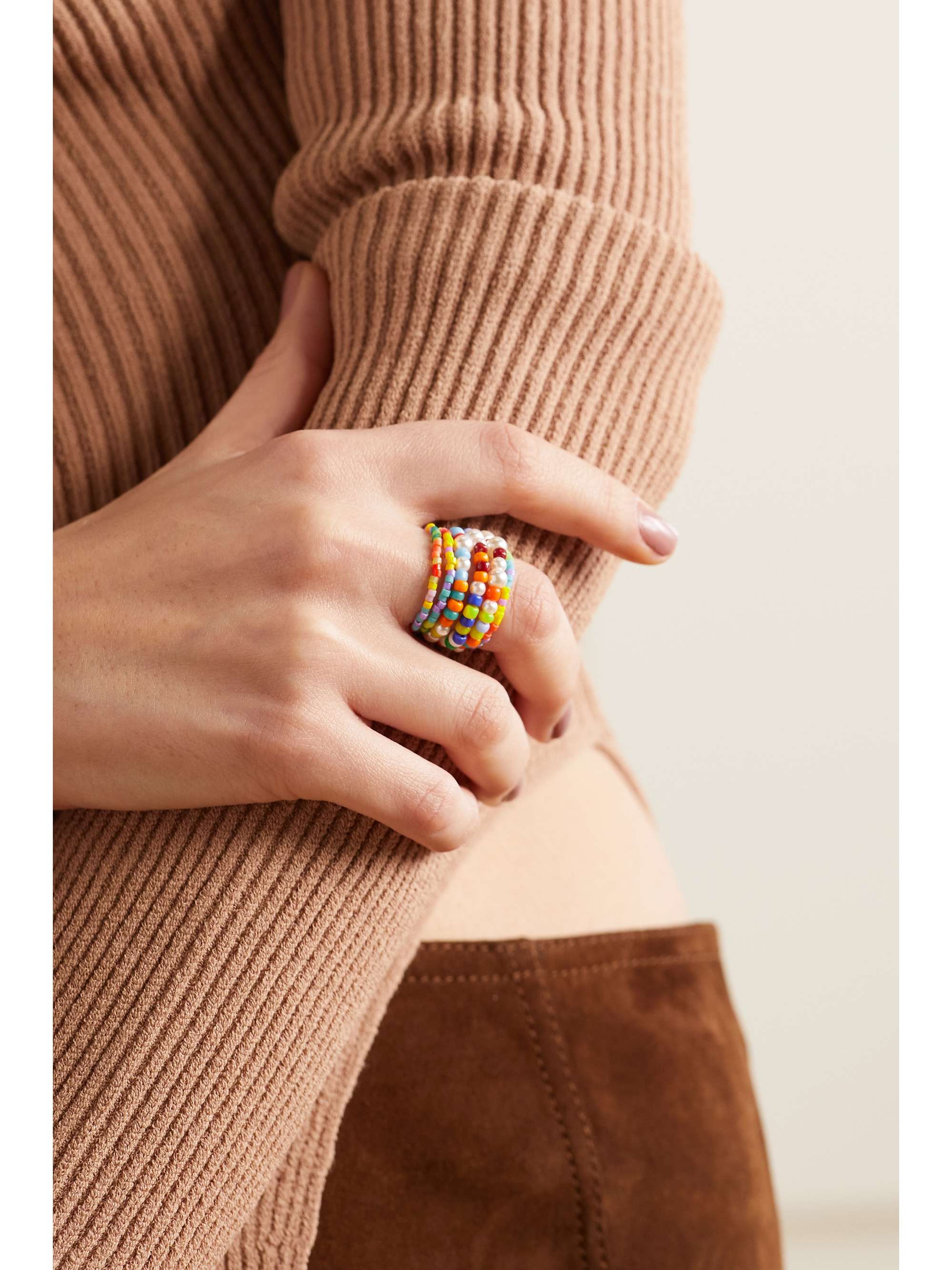 ROXANNE ASSOULIN Set of six beaded rings