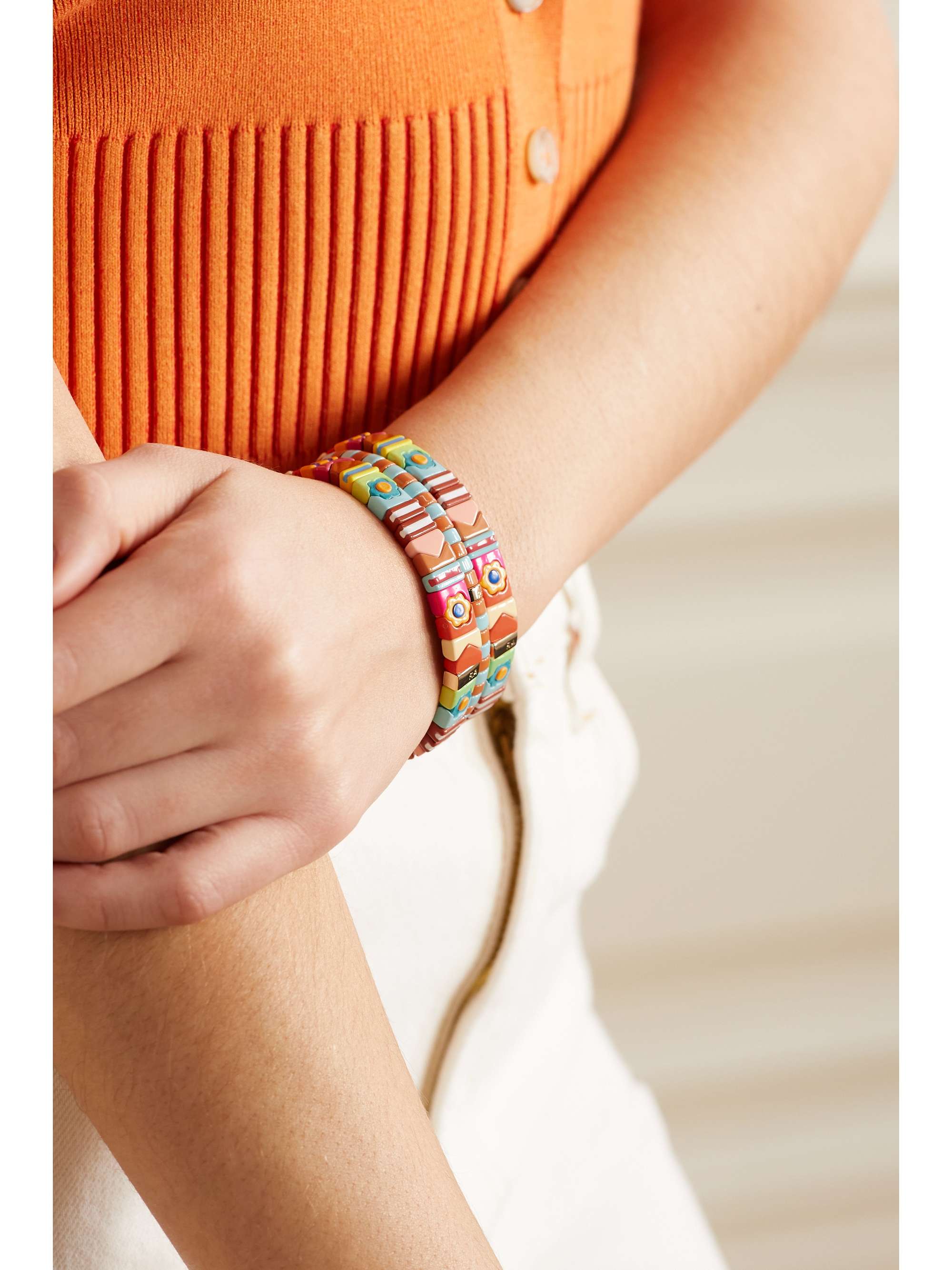 ROXANNE ASSOULIN Set of three gold-tone and enamel bracelets