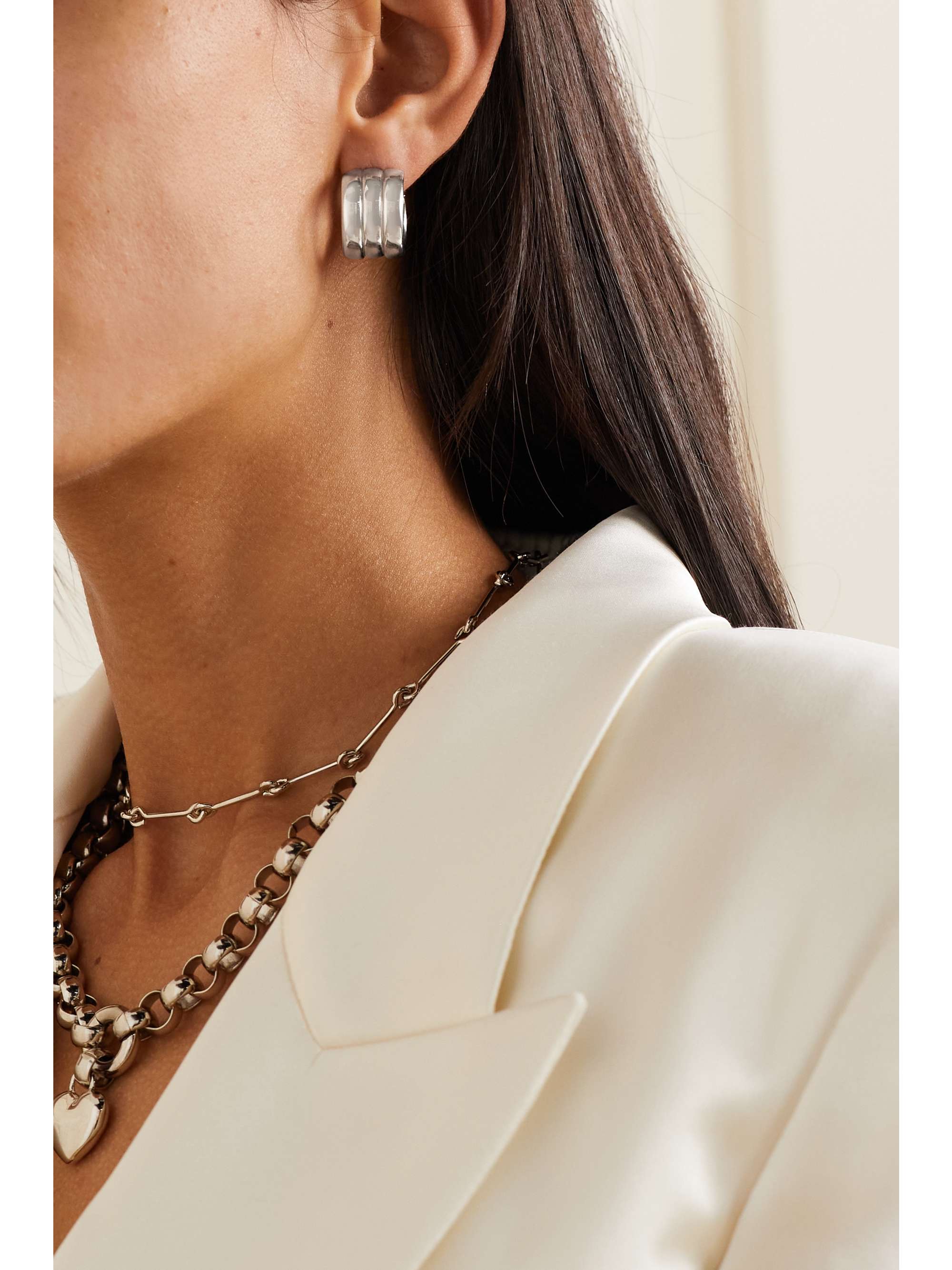 LAURA LOMBARDI Mini Grazia recycled platinum-plated hoop earrings