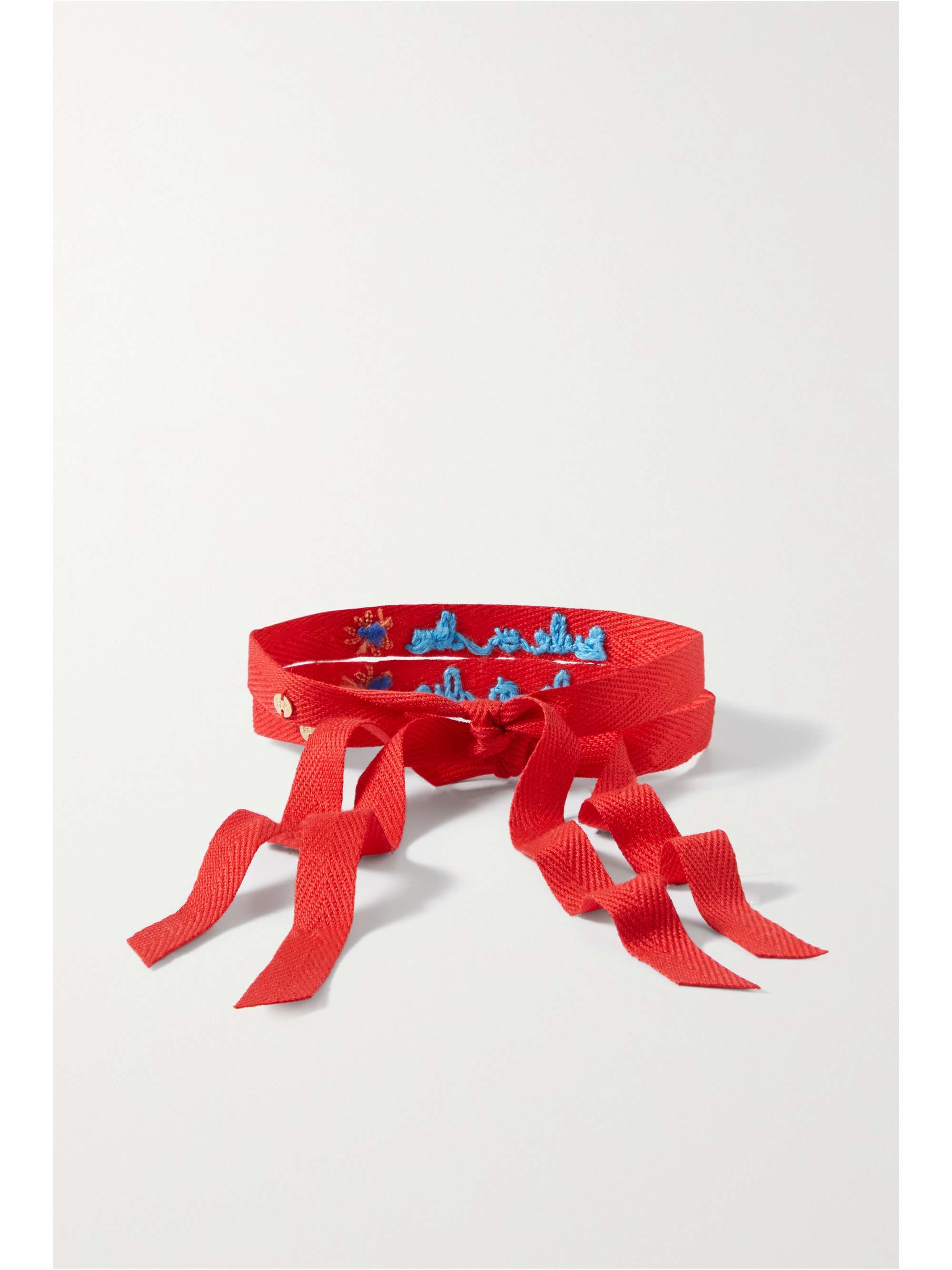 ROXANNE ASSOULIN Ride or Die set of two embroidered cotton-grosgain bracelets