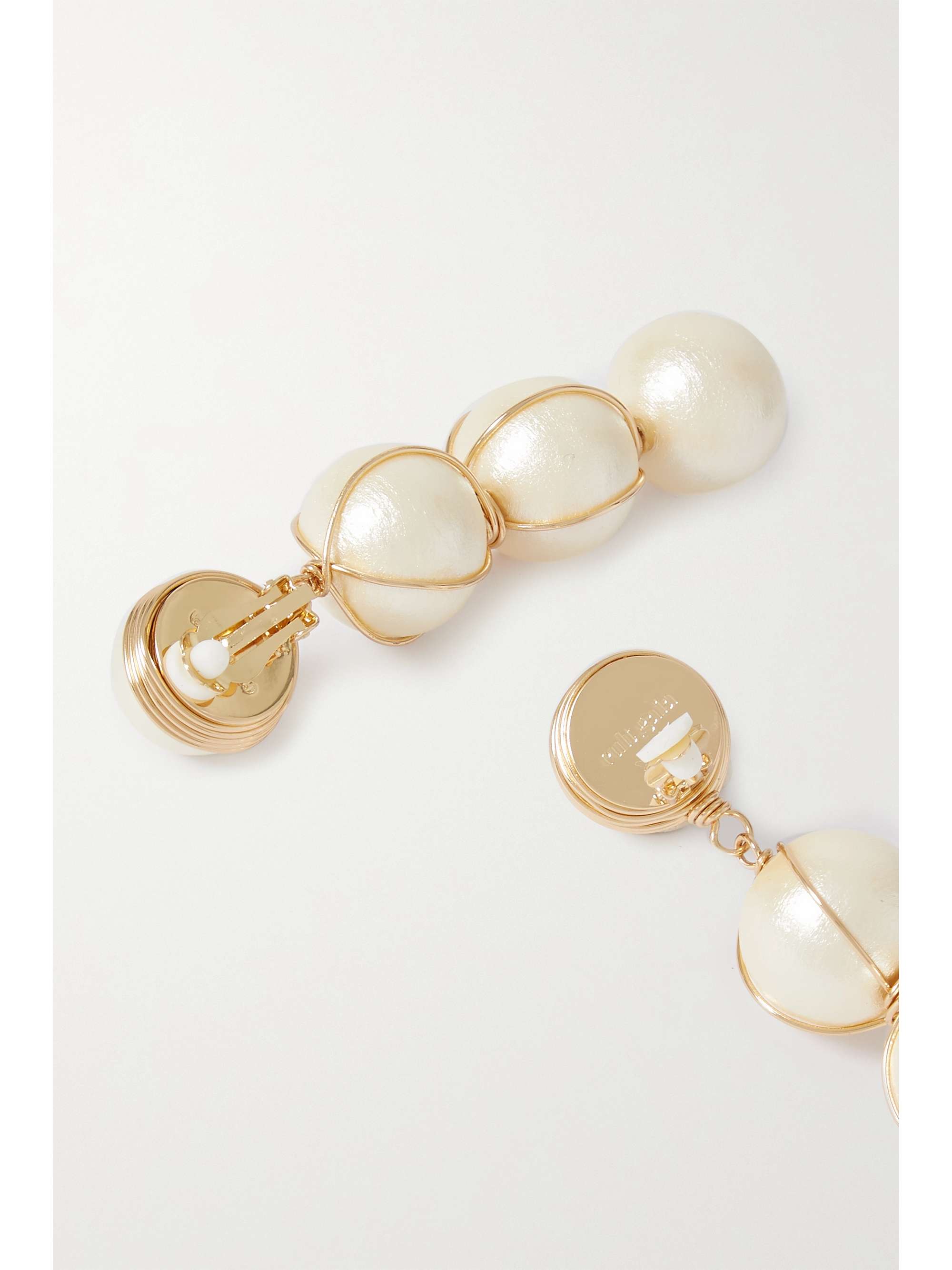 CULT GAIA Giga gold-tone faux pearl clip earrings