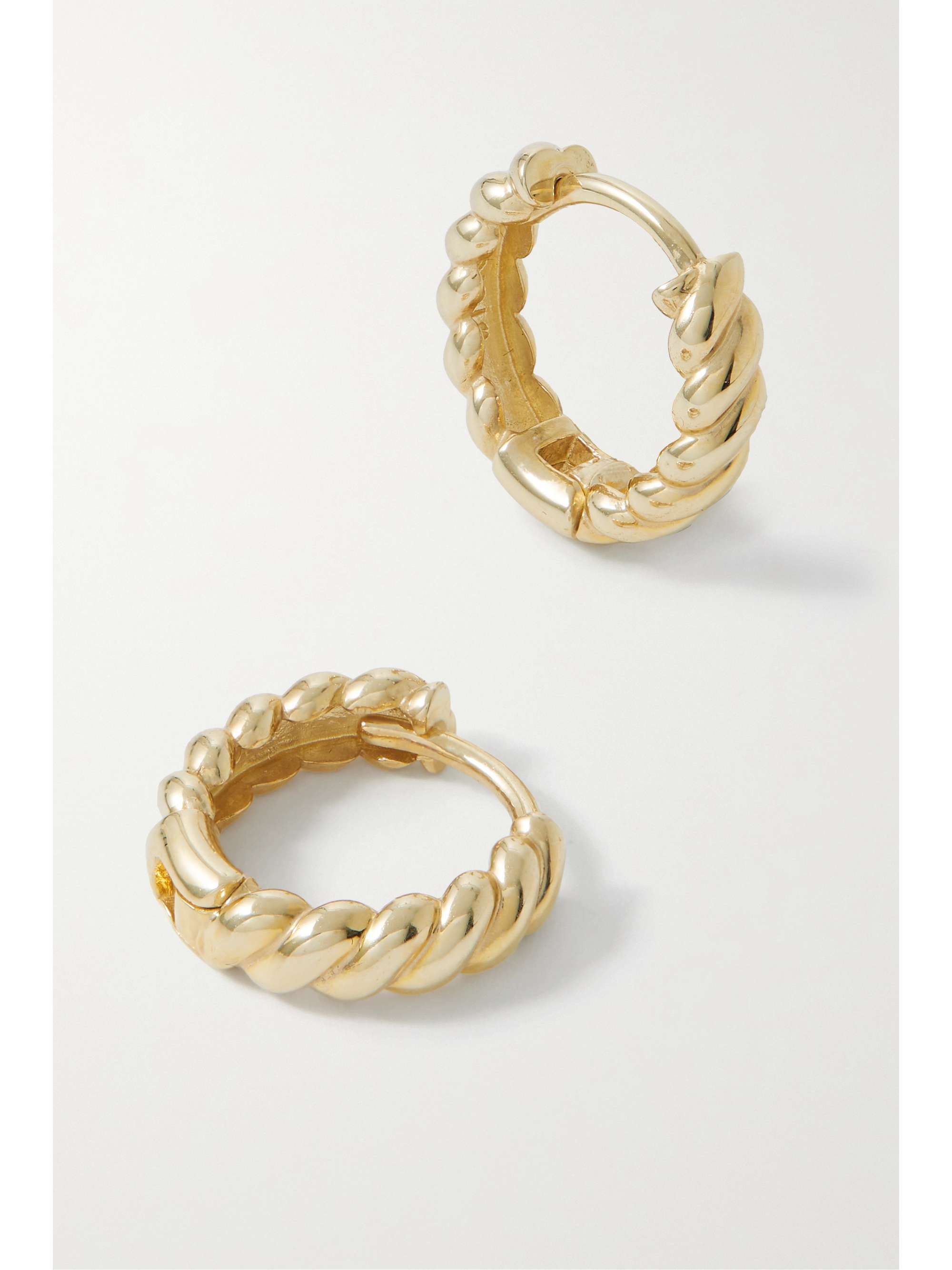 STONE AND STRAND Brioche 10-karat gold hoop earrings