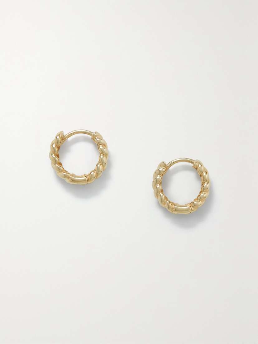 STONE AND STRAND Brioche 10-karat Gold Hoop Earrings