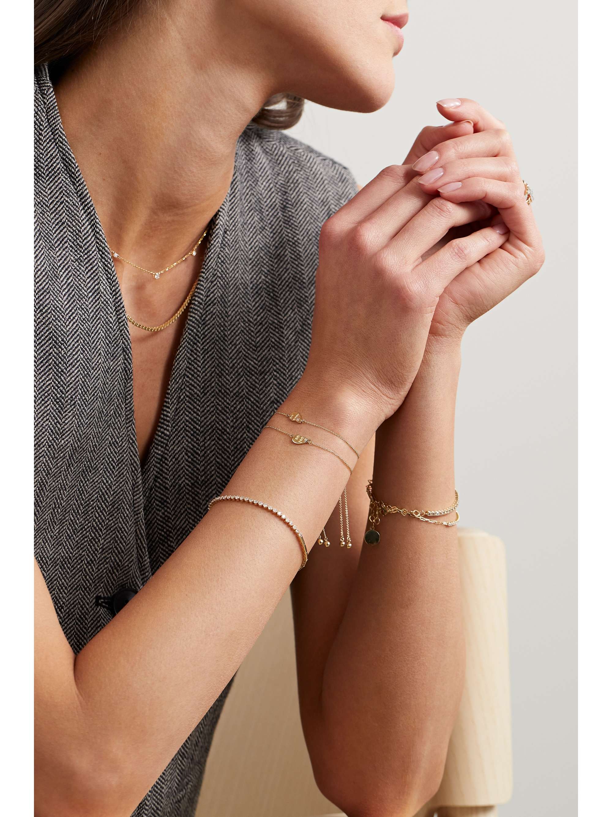 STONE AND STRAND Bestie set of two 10-karat gold diamond bracelets