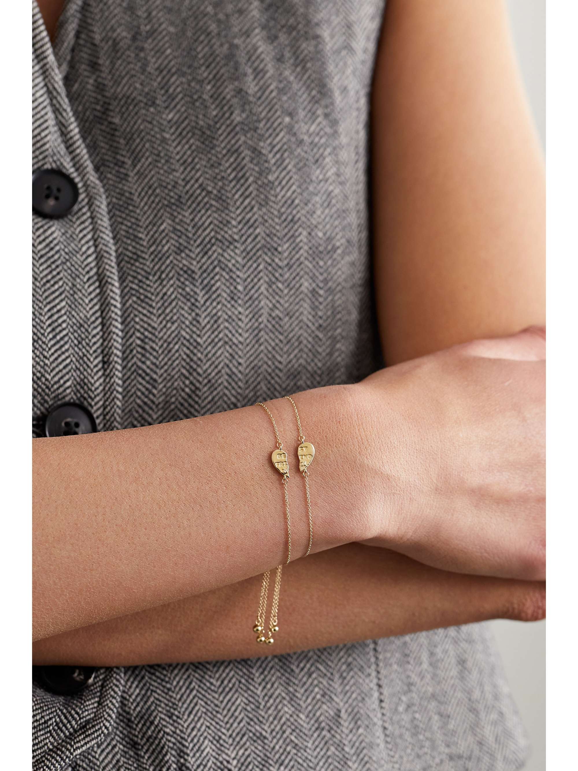 STONE AND STRAND Bestie set of two 10-karat gold diamond bracelets