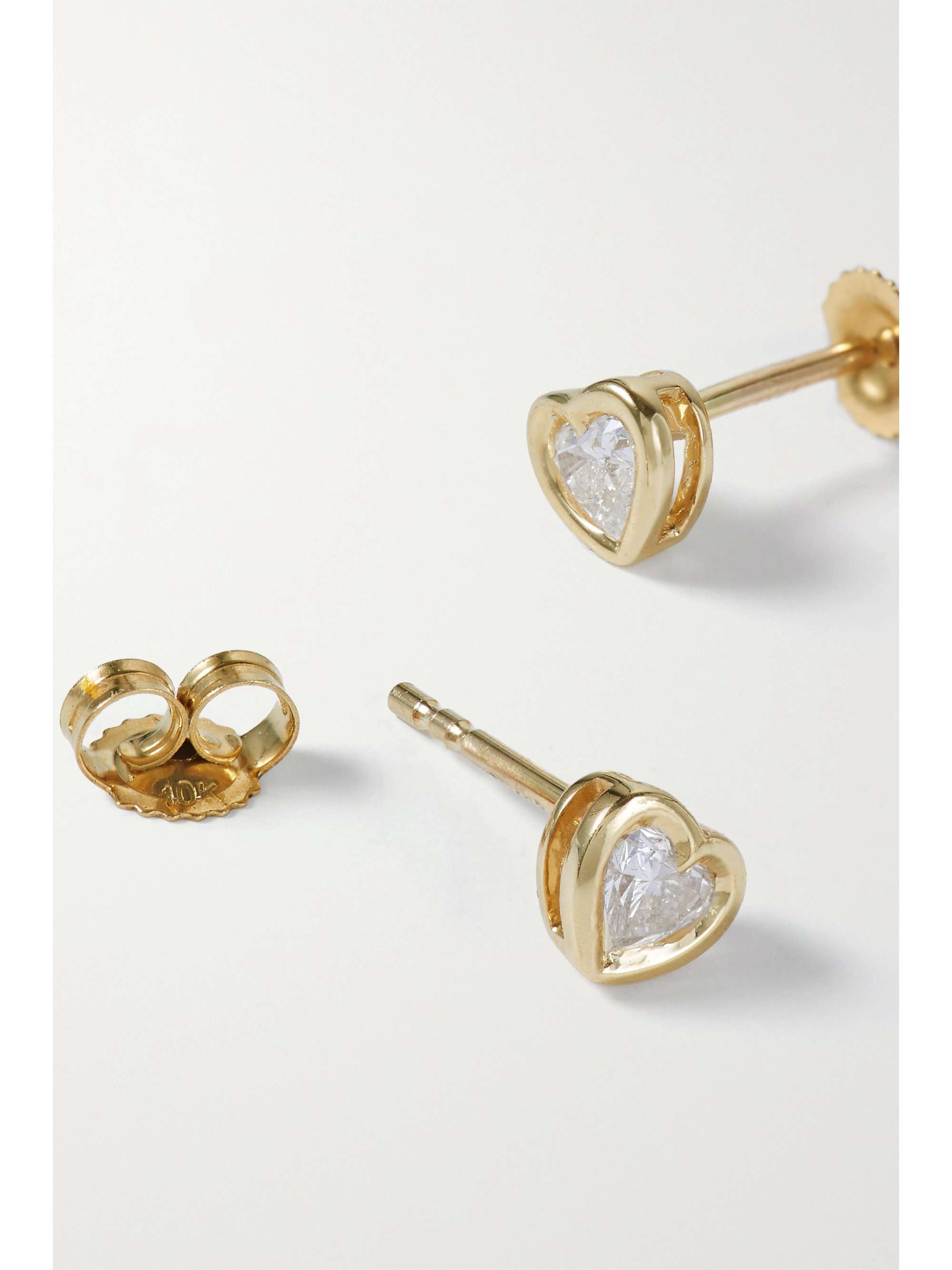 STONE AND STRAND Baby Heart 10karat gold diamond earrings NETAPORTER