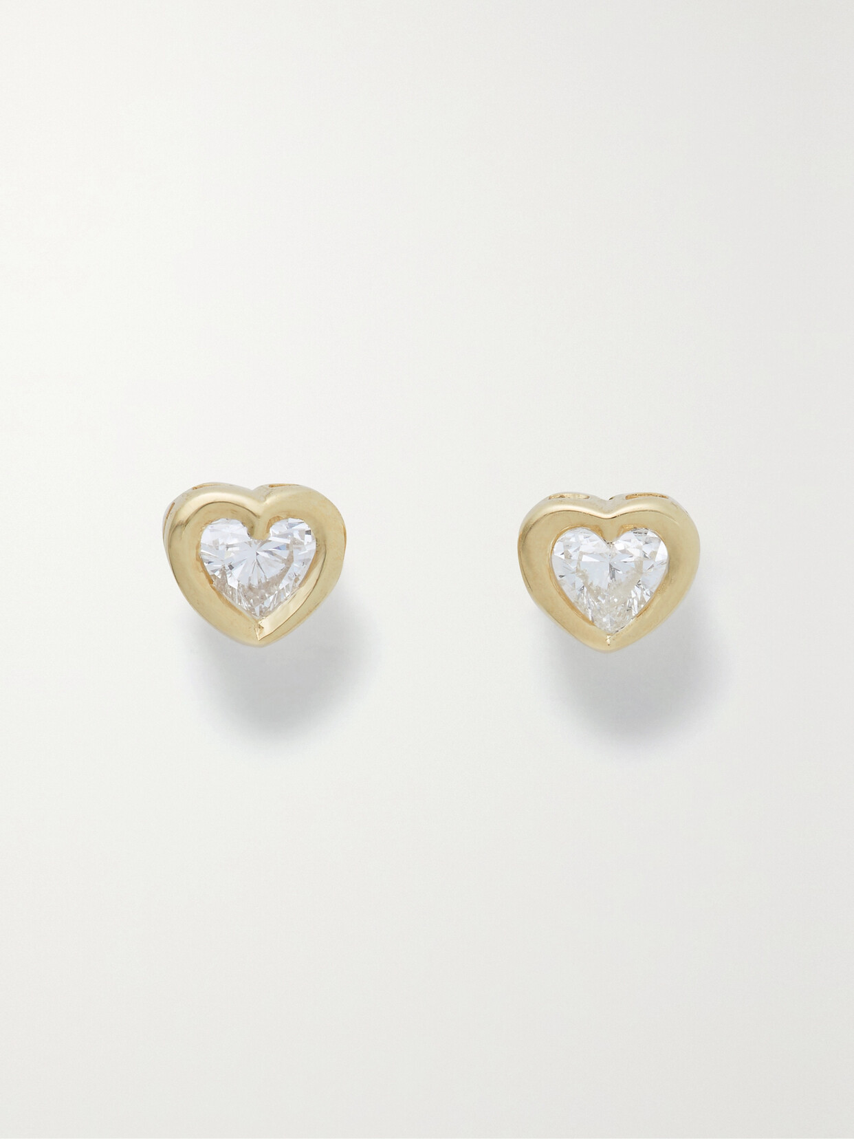 STONE AND STRAND - Baby Heart Gold Diamond Earrings - one size