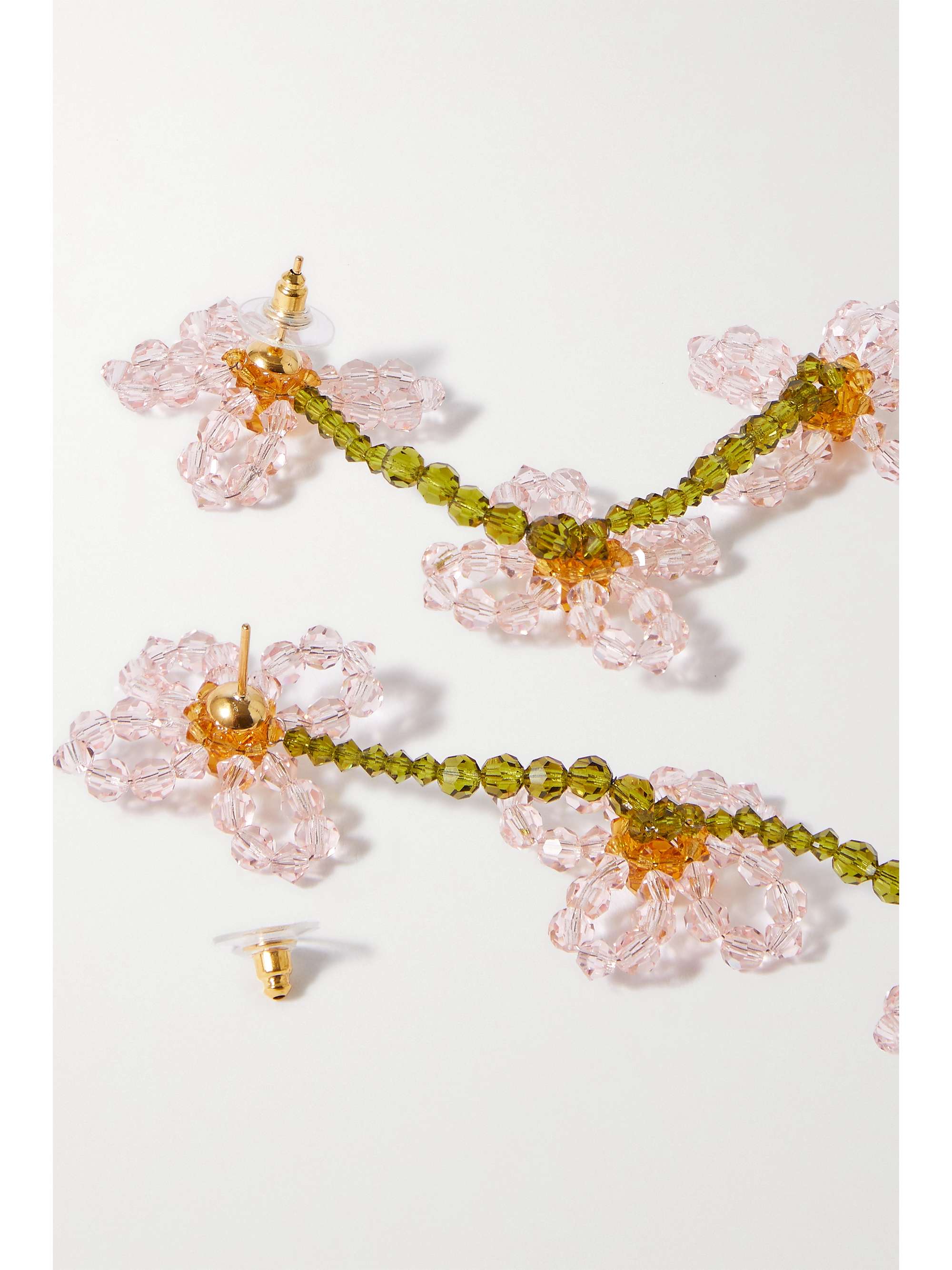 SIMONE ROCHA Tiered Daisy 水晶金色耳环