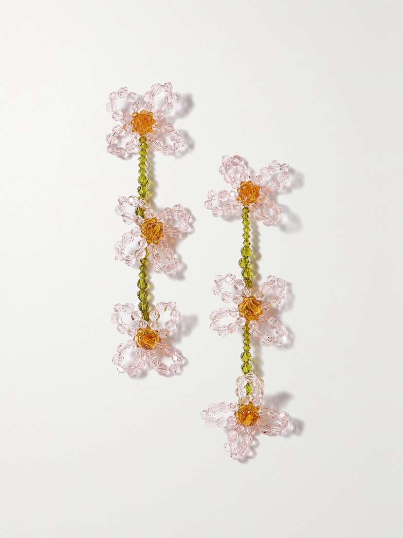 Simone Rocha Tiered Daisy Gold-tone Crystal Earrings
