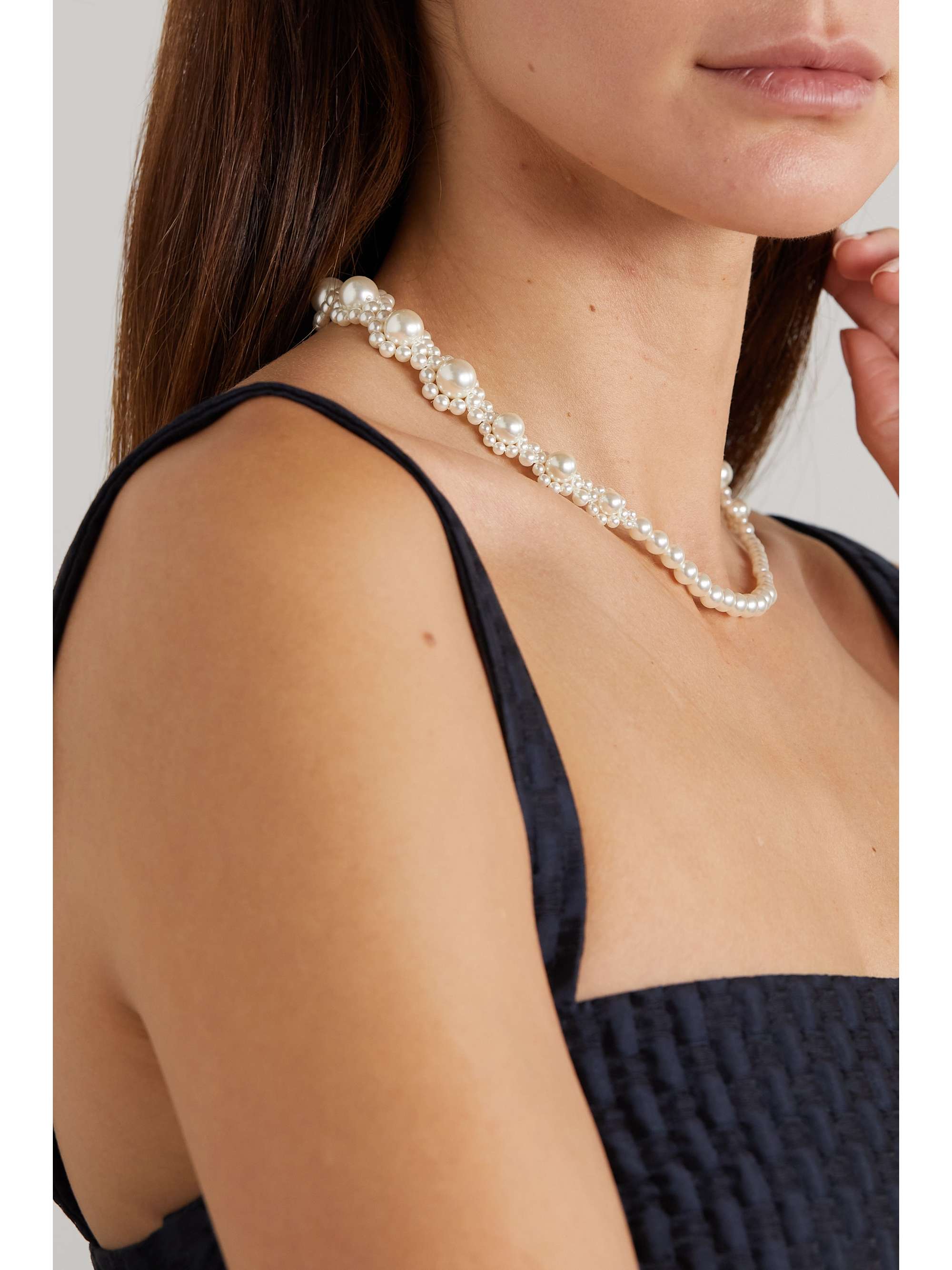 SIMONE ROCHA Daisy gold-tone faux pearl necklace