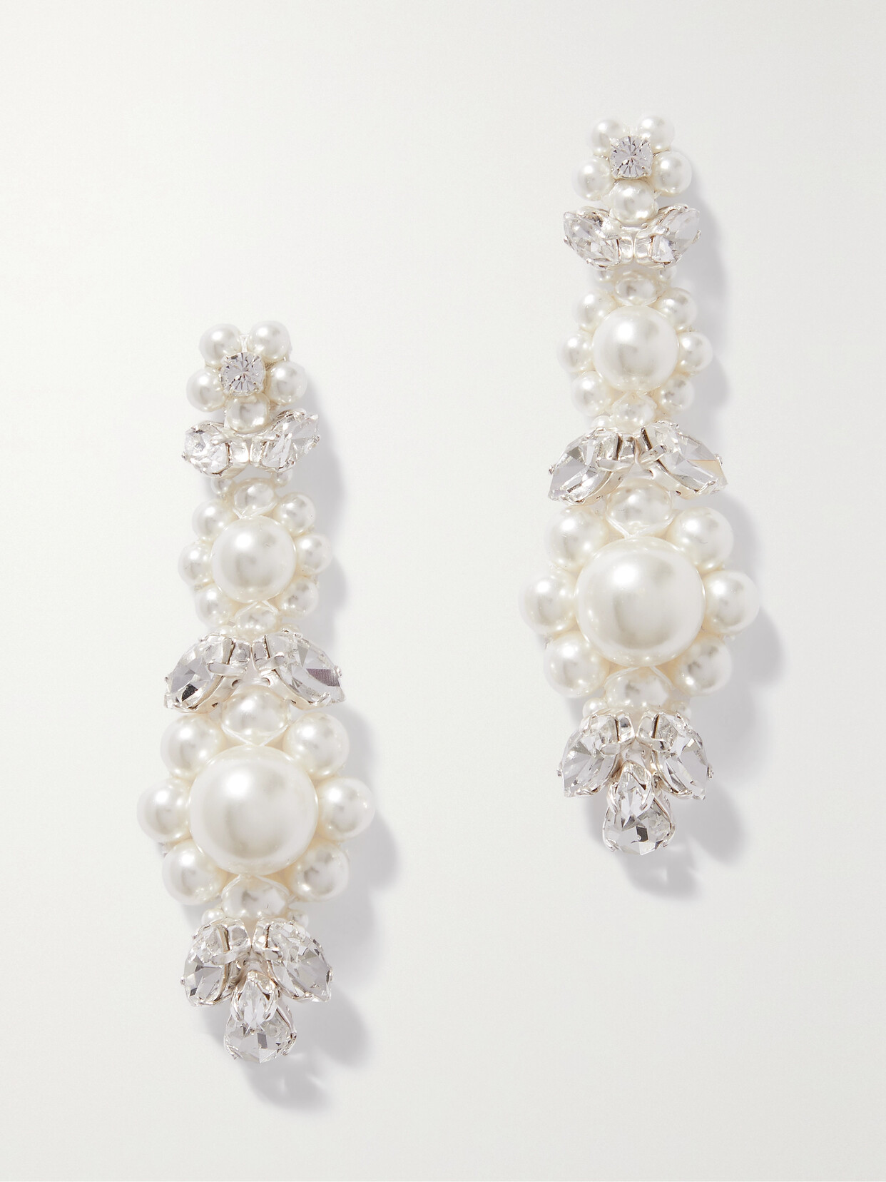 Simone Rocha Silver-tone, Faux Pearl And Crystal Earrings In White