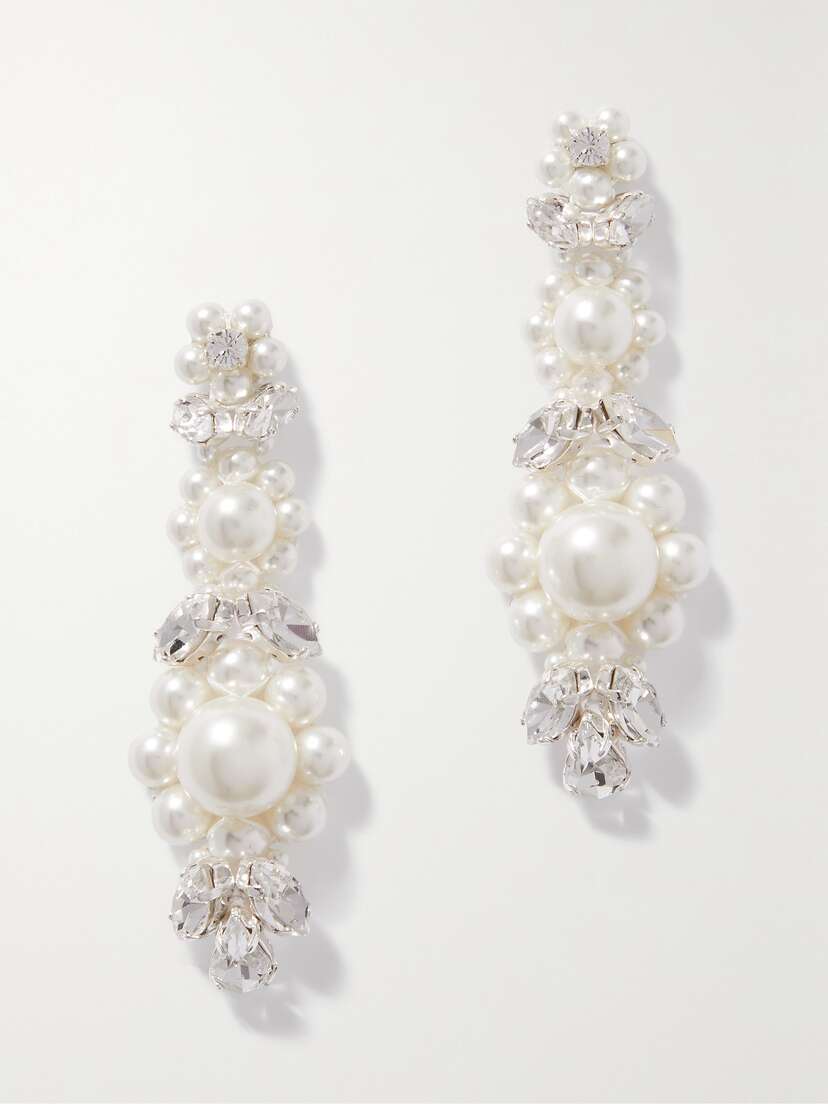 Simone Rocha Silver-tone, Faux Pearl And Crystal Earrings