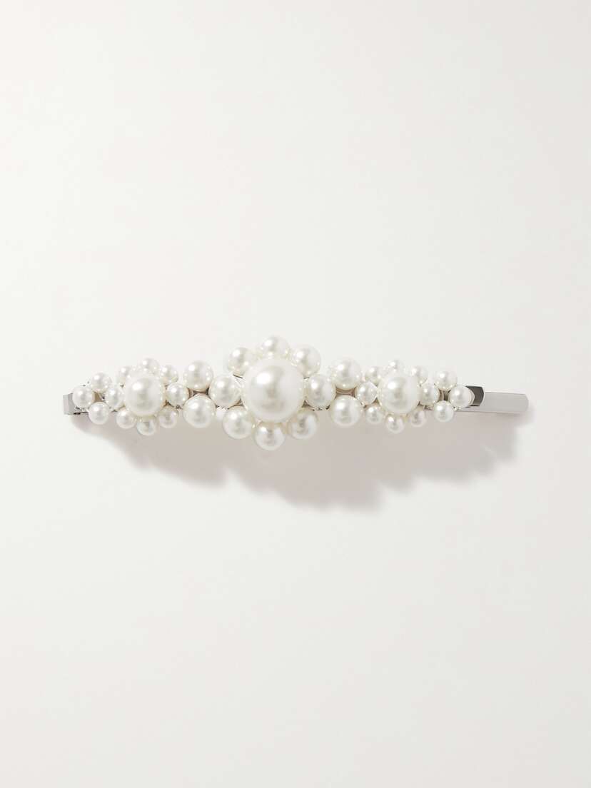 Simone Rocha Faux Pearl-embellished Silver-tone Hair Clip