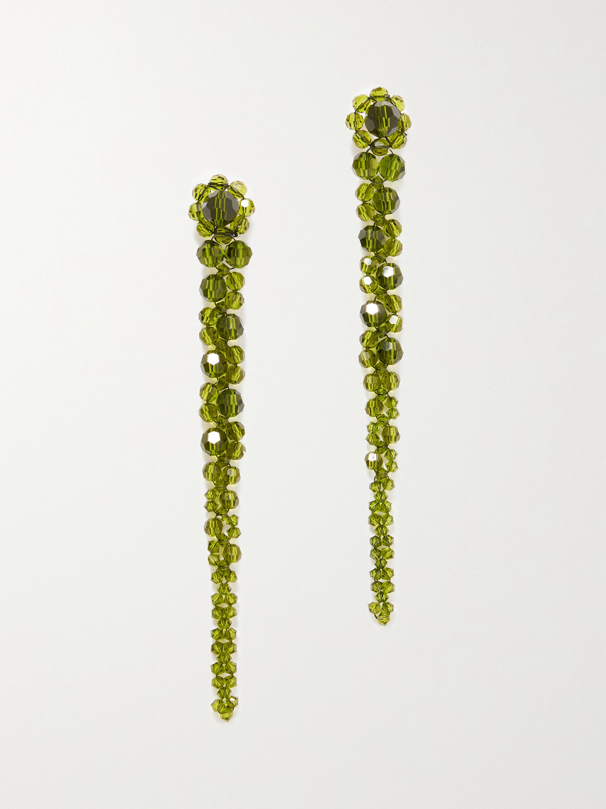 Simone Rocha Beaded Drop Earrings In Green