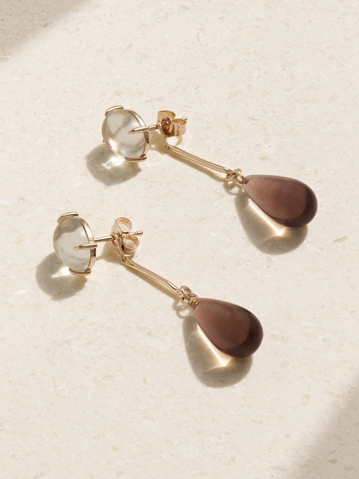 By Pariah Rainfall 14-karat Recycled Gold, Amethyst And Quartz Earrings In Brown