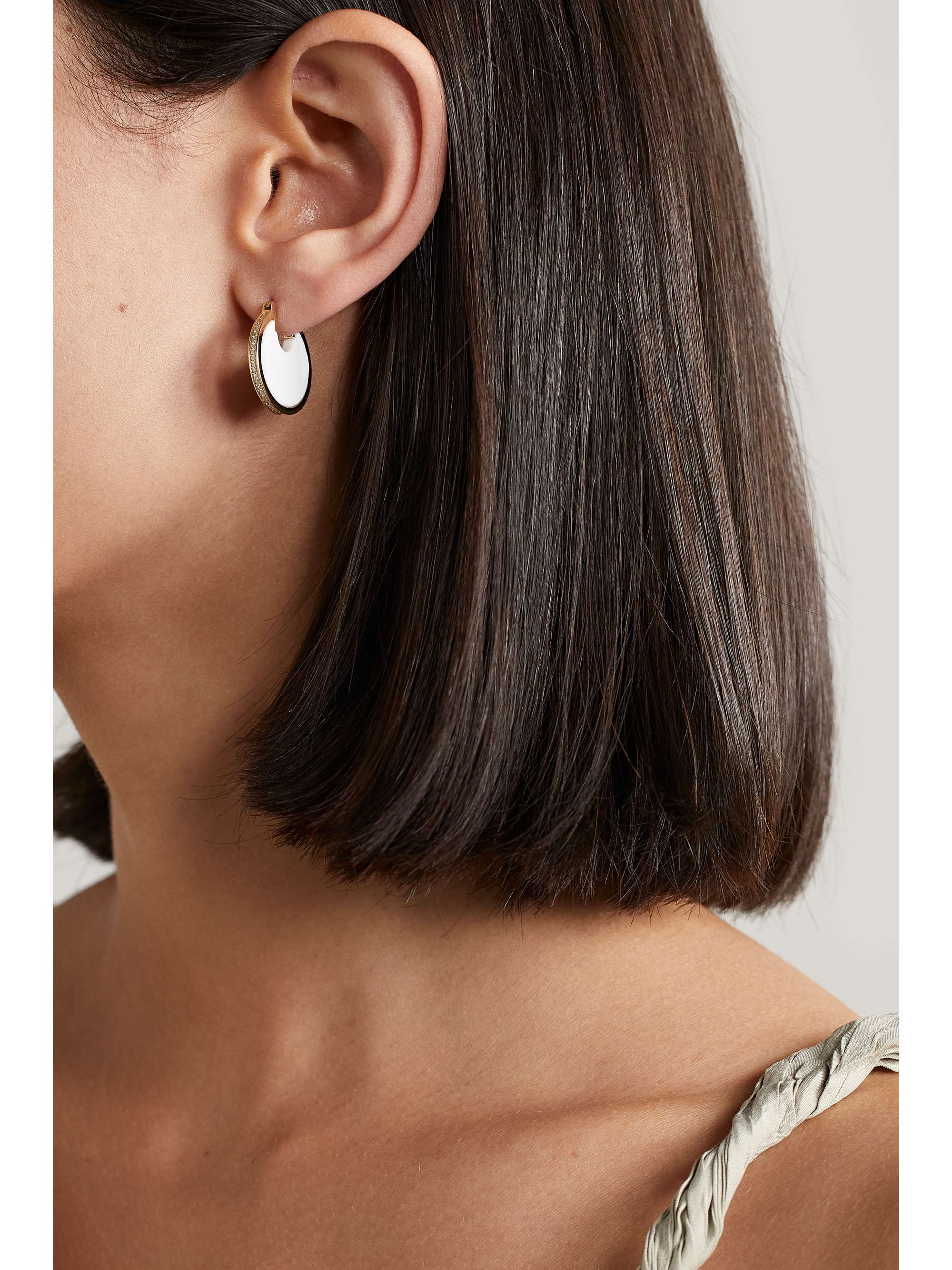 BY PARIAH Lenticular 14-karat recycled gold, agate and laboratory-grown diamond earrings