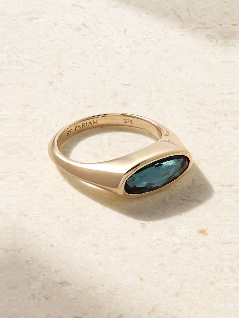 By Pariah + Net Sustain Orbit 9-karat Recycled Gold Topaz Pinky Ring